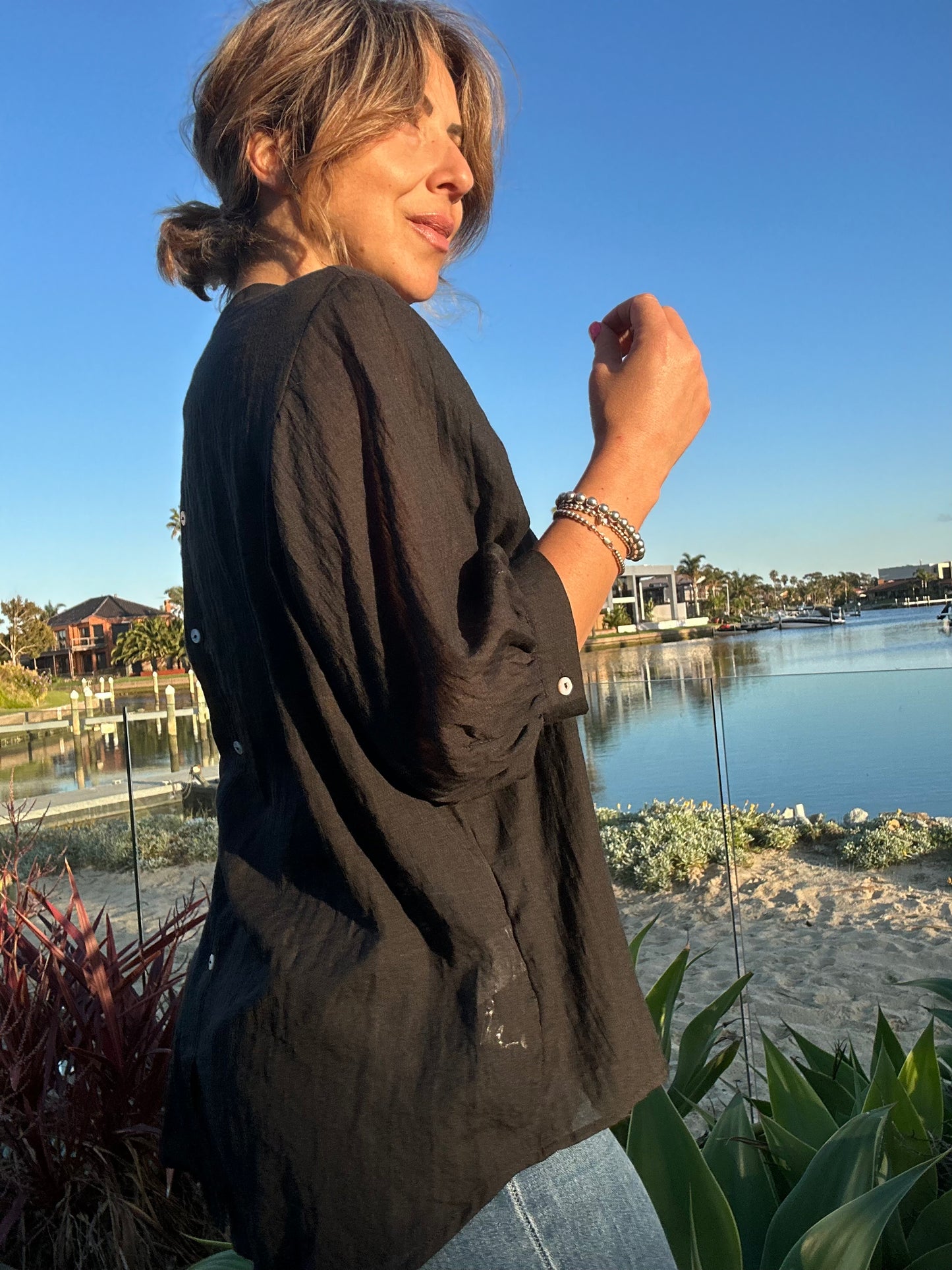 DAWN - BLACK button up shirt