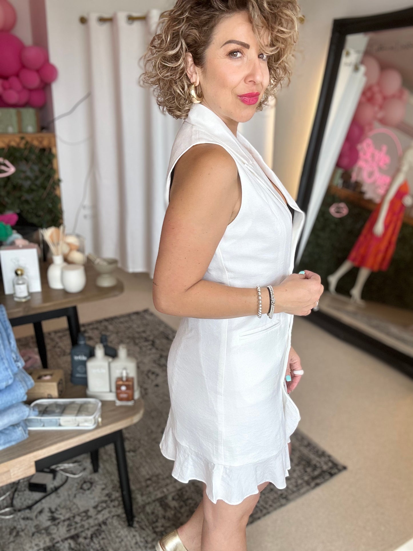 KHLOE - white suit dress