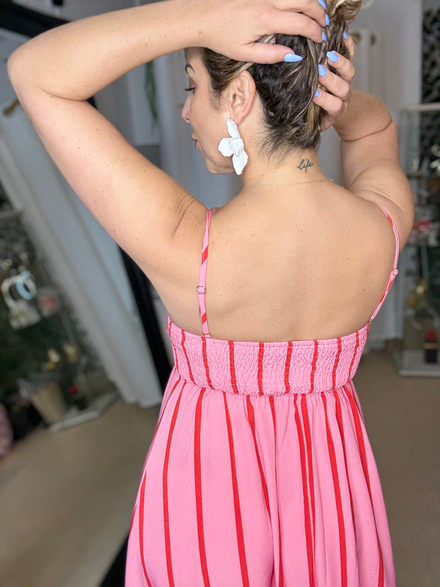 CANDY (pre order end of Oct) - PINK / RED STRIPE dress