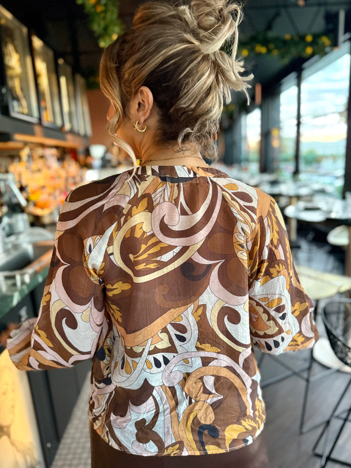 BRIANA - Mocha Paisley Top
