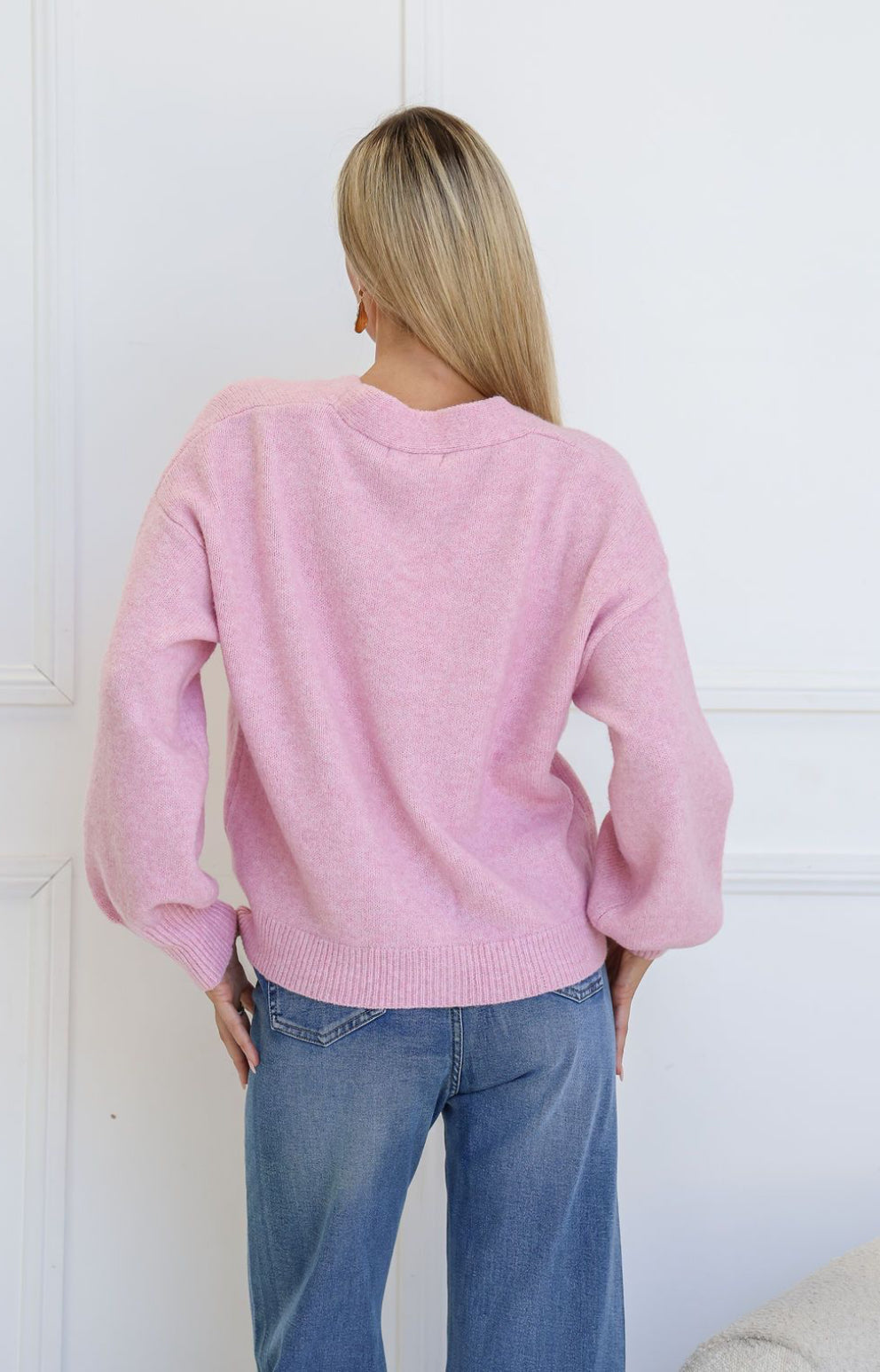 AUDREY - BABY PINK knit cardigan