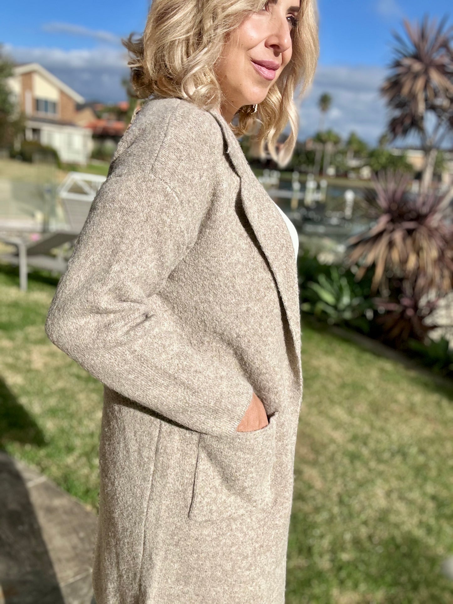CAMILLA- MOCHA wool blend coatigan