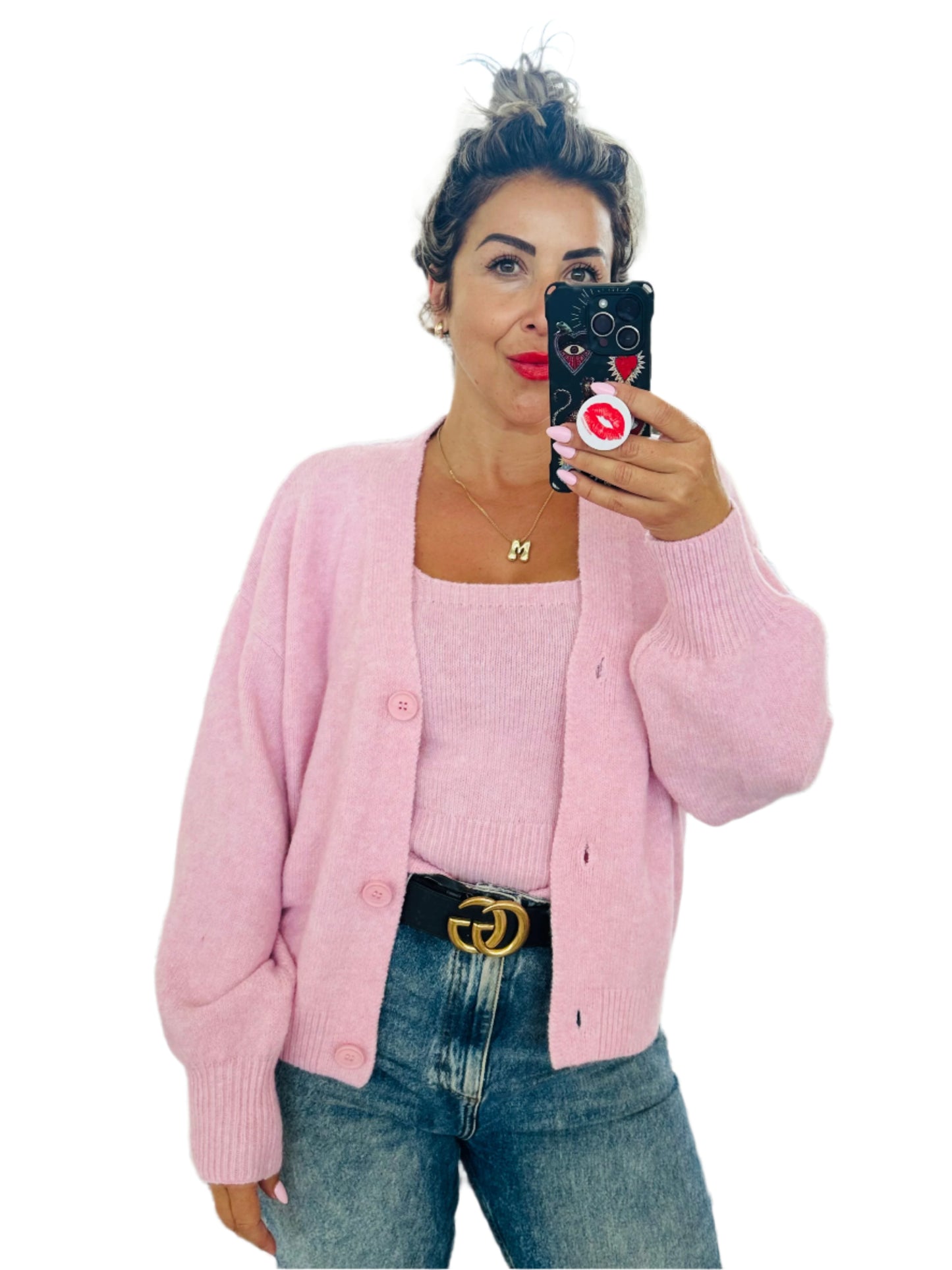 AUDREY - BABY PINK knit cardigan