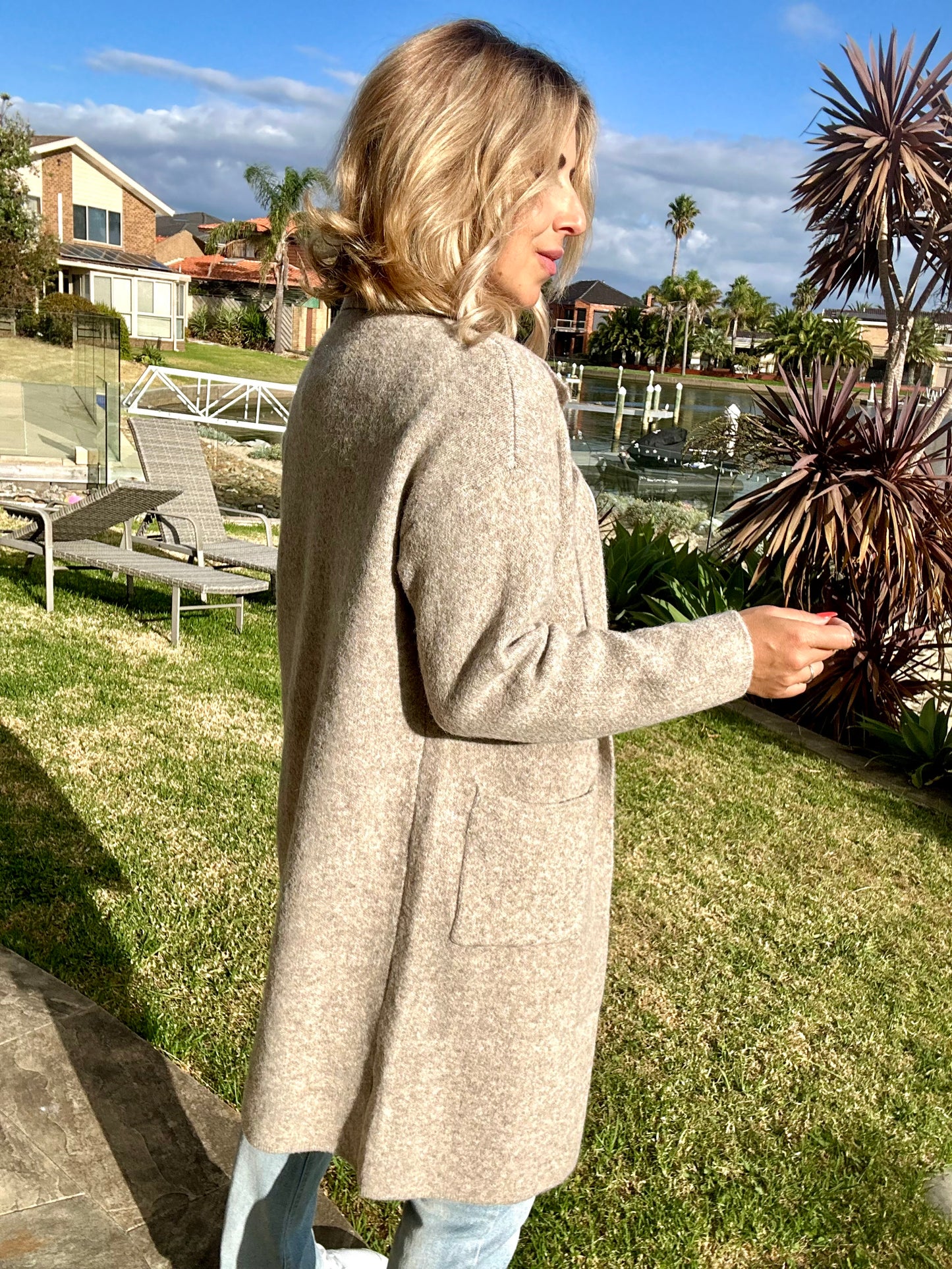 CAMILLA- MOCHA wool blend coatigan