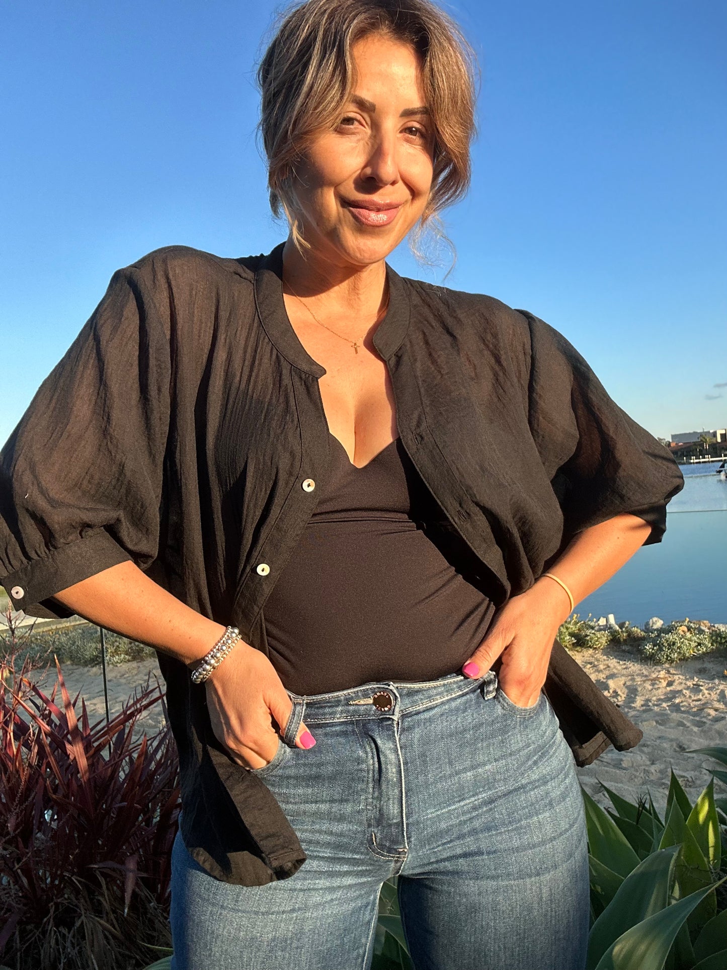DAWN - BLACK button up shirt