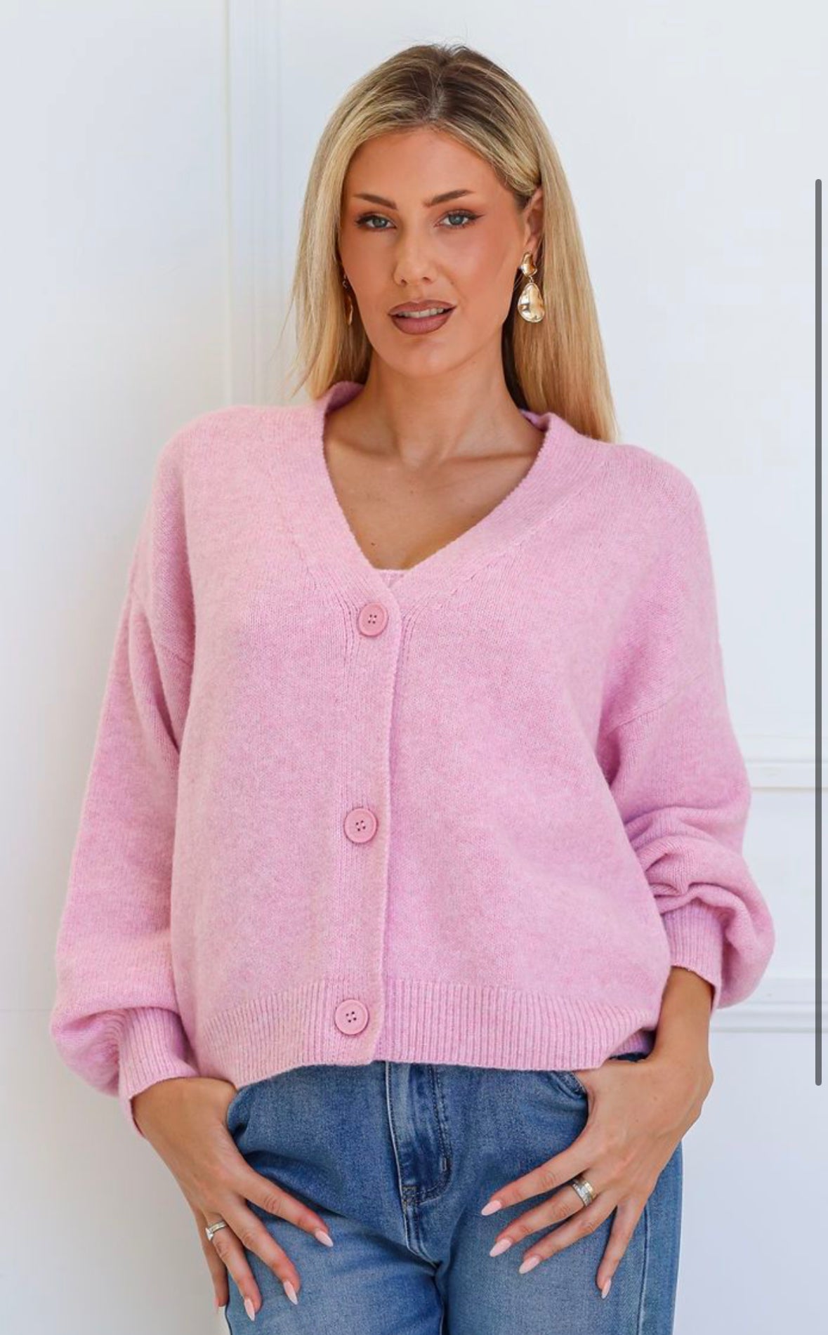 AUDREY - BABY PINK knit cardigan