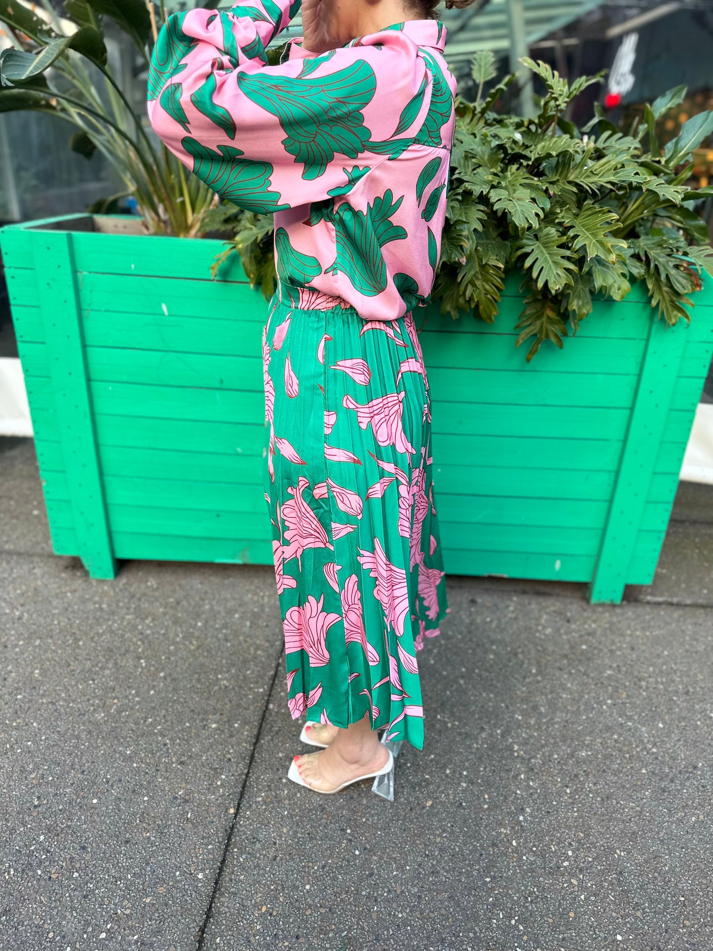 SEBY - green & pink skirt