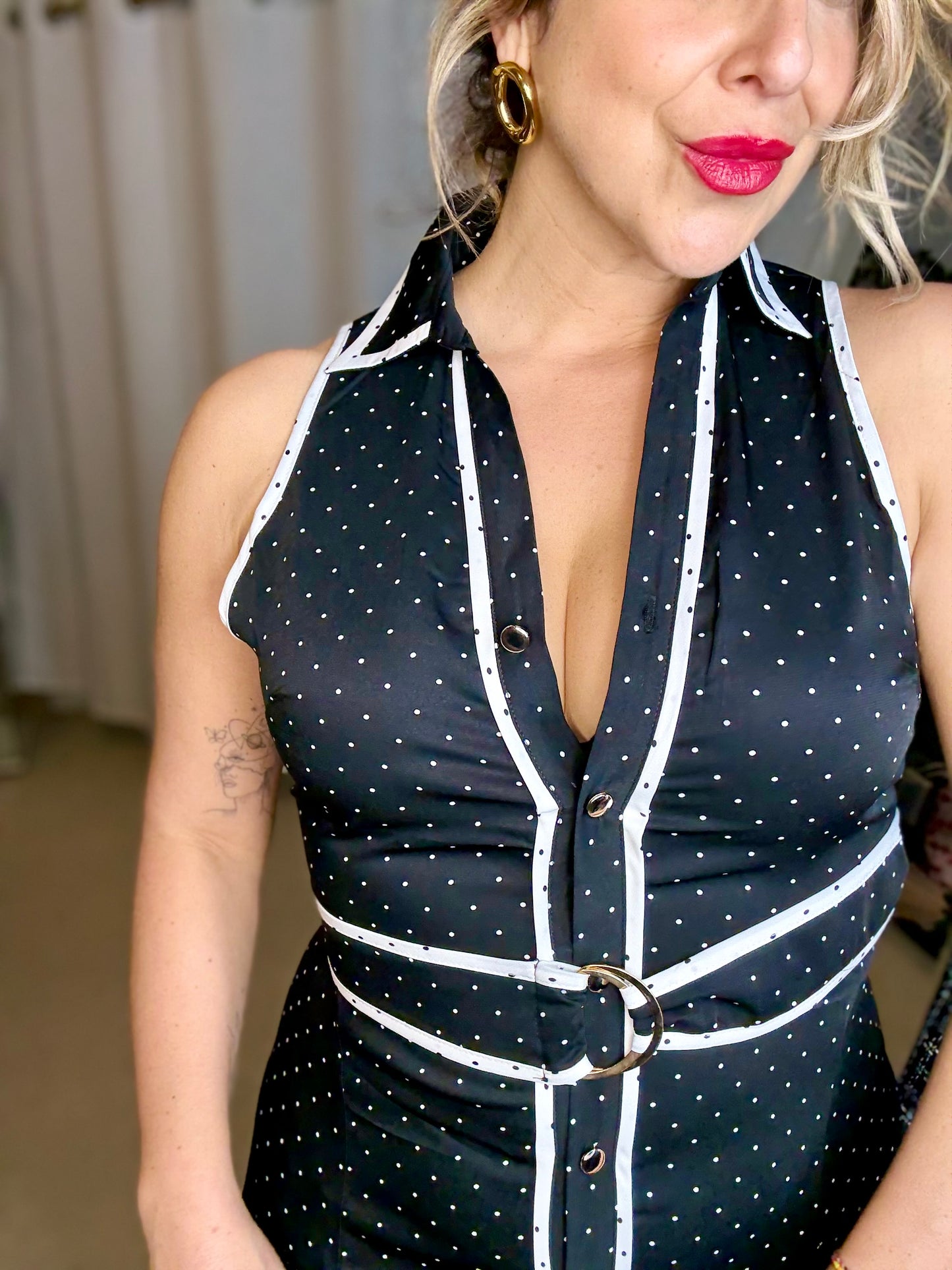 NOVA - Black and White Polka dot Dress