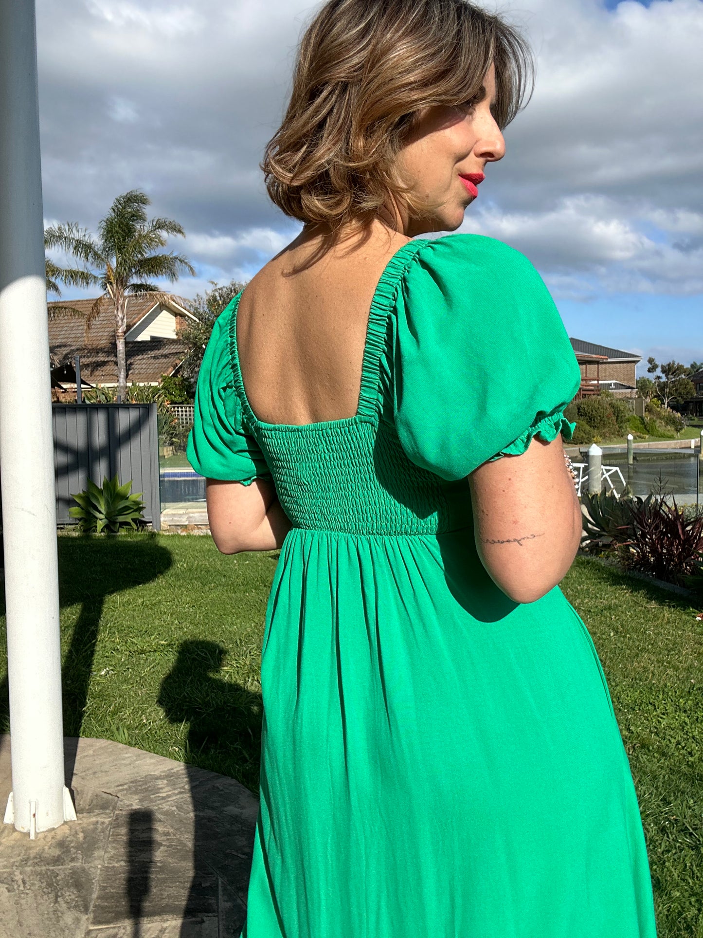 MEGHAN - JADE bow front midi dress