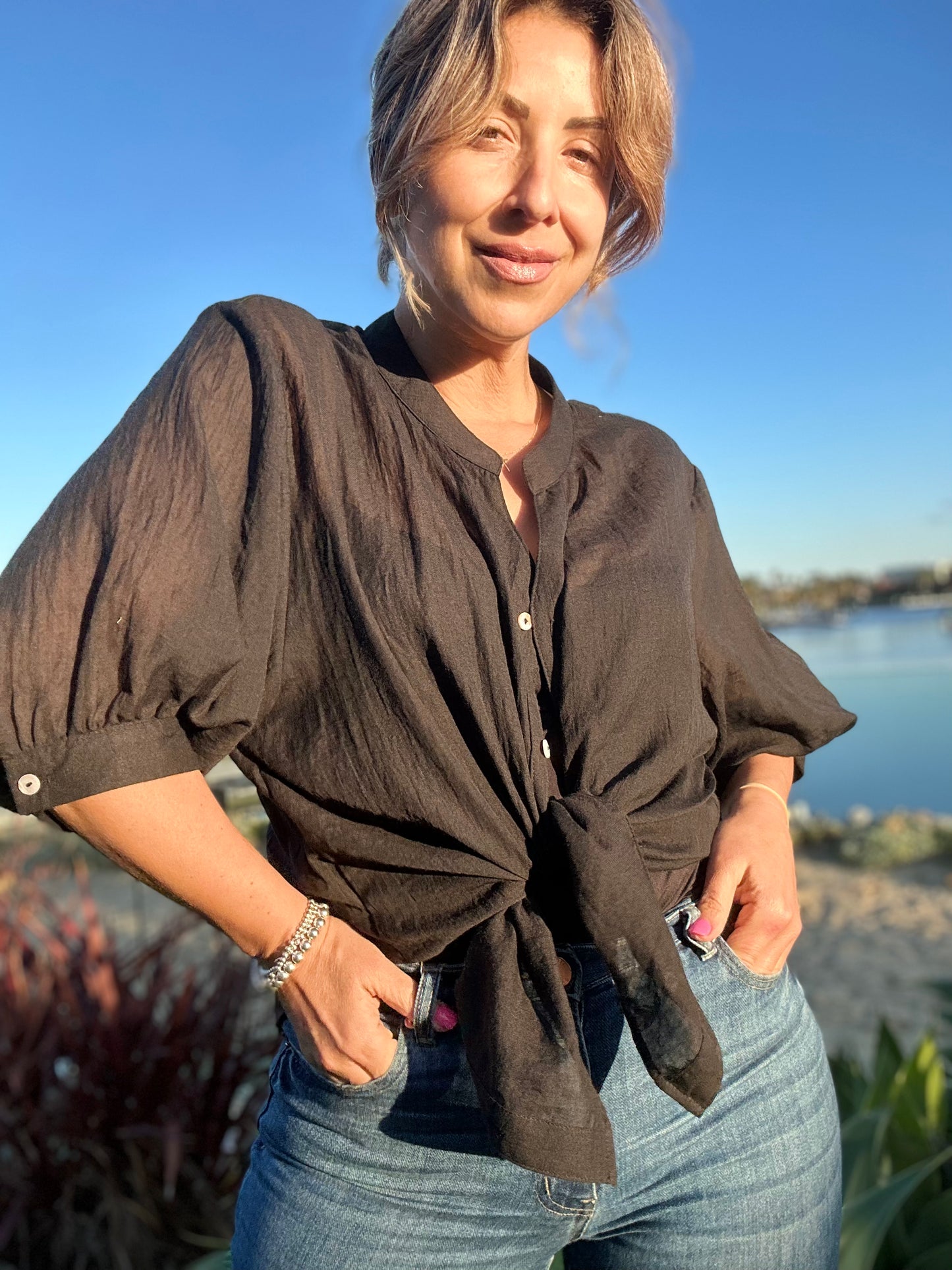 DAWN - BLACK button up shirt
