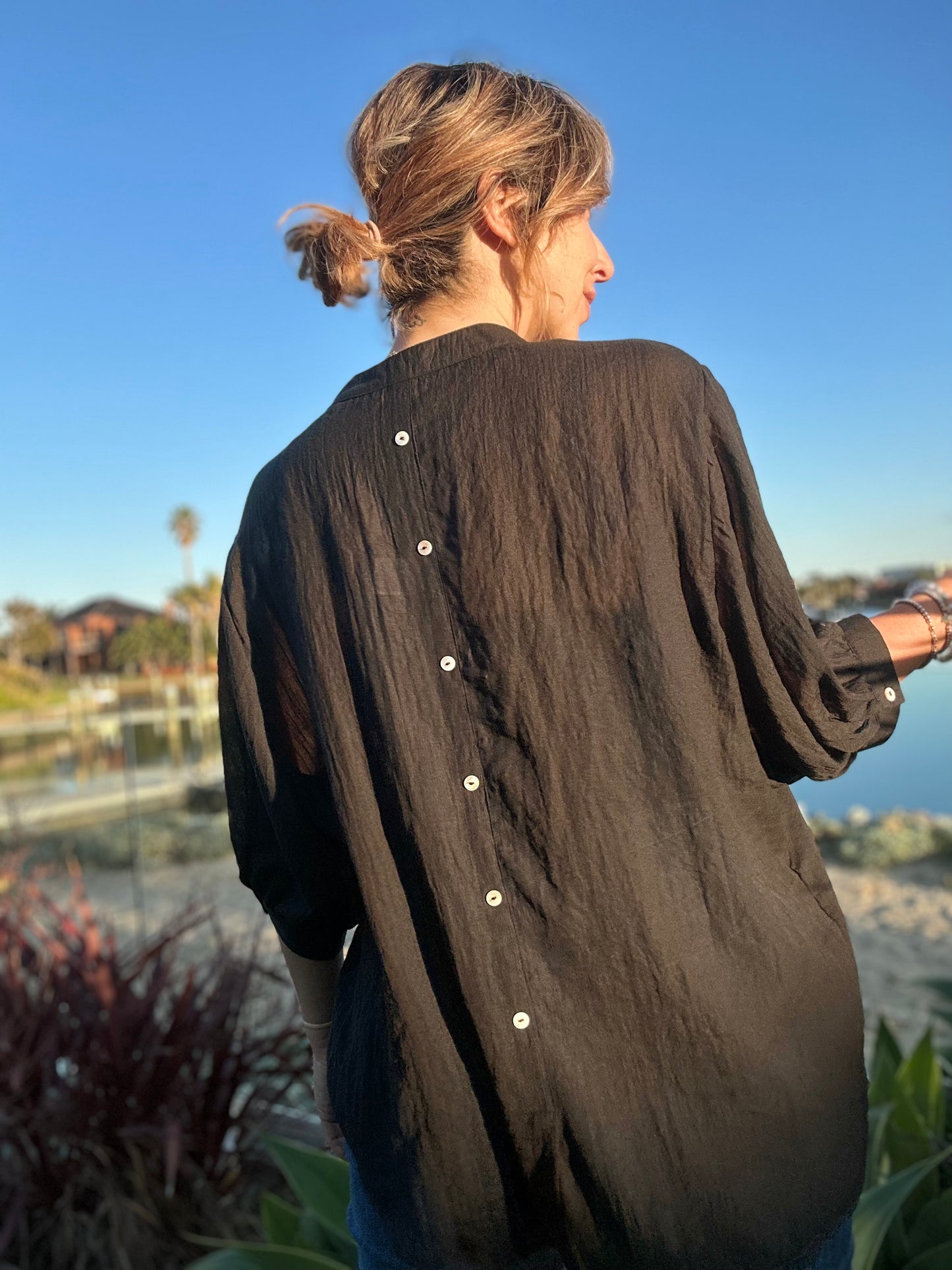 DAWN - BLACK button up shirt