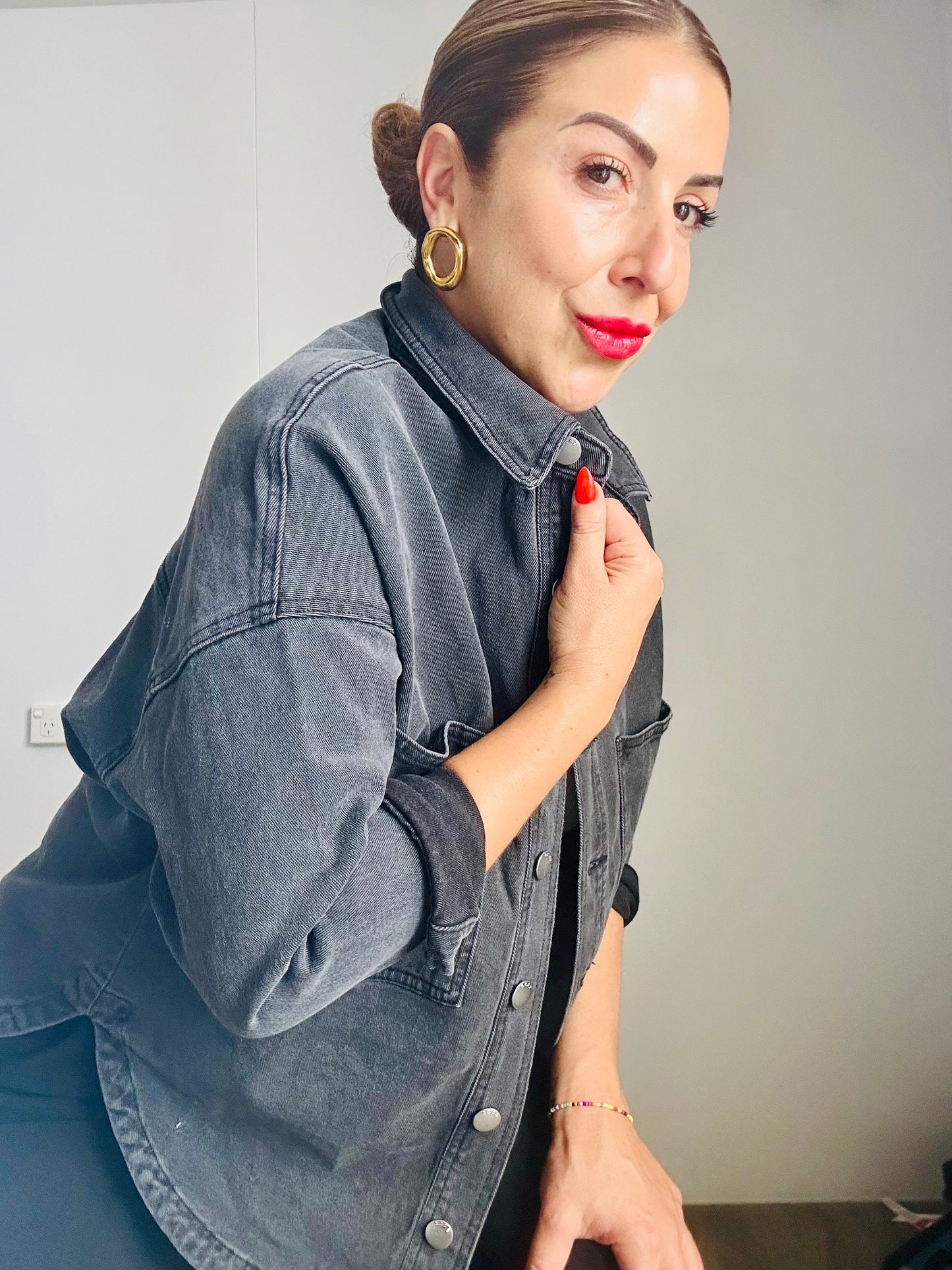 FRANKIE - Vintage CHARCOAL Shacket