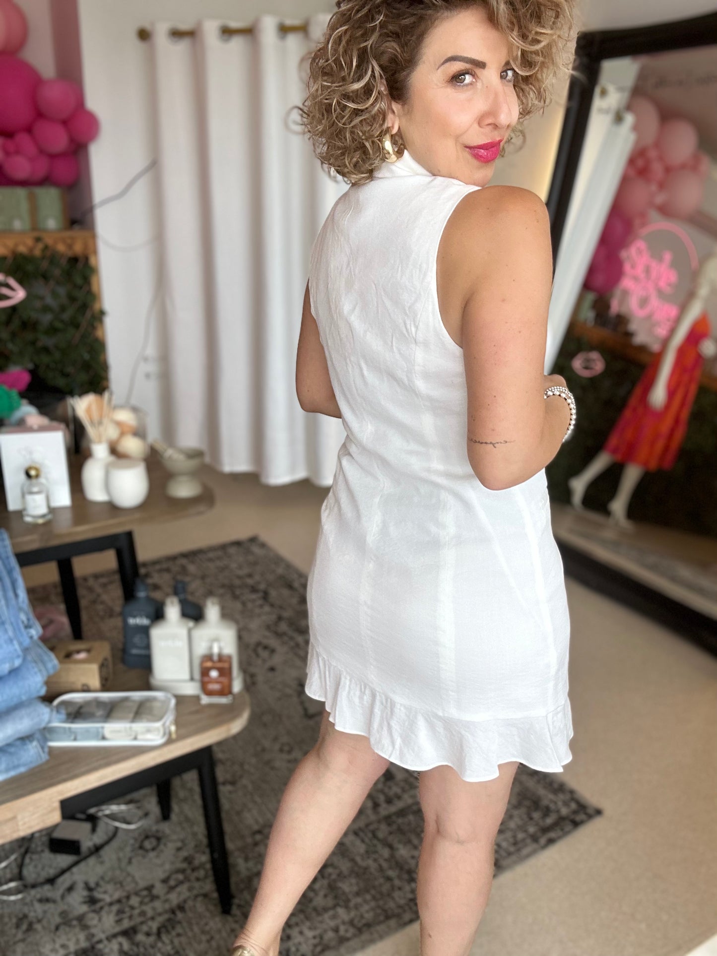KHLOE - white suit dress