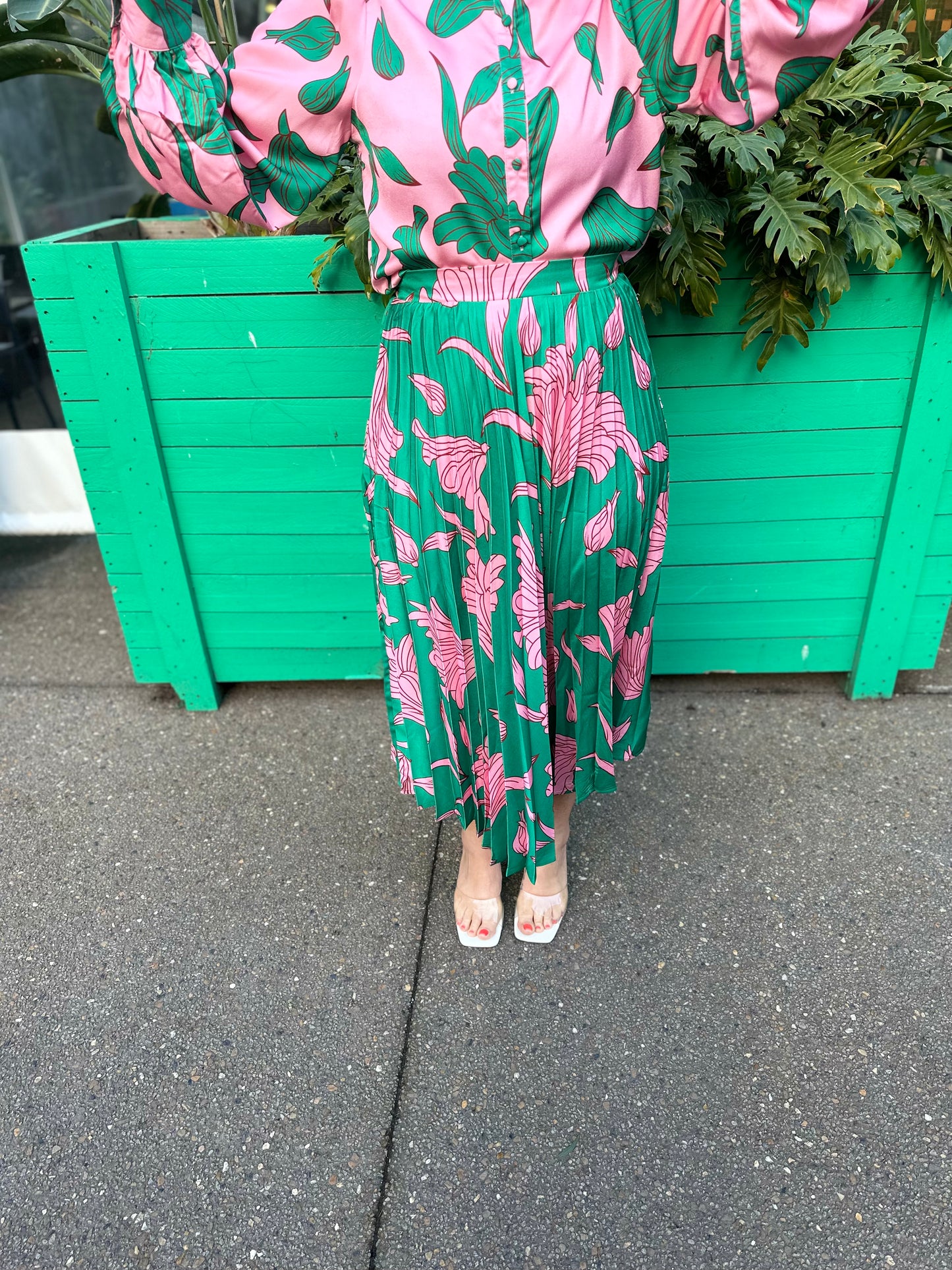 SEBY - green & pink skirt