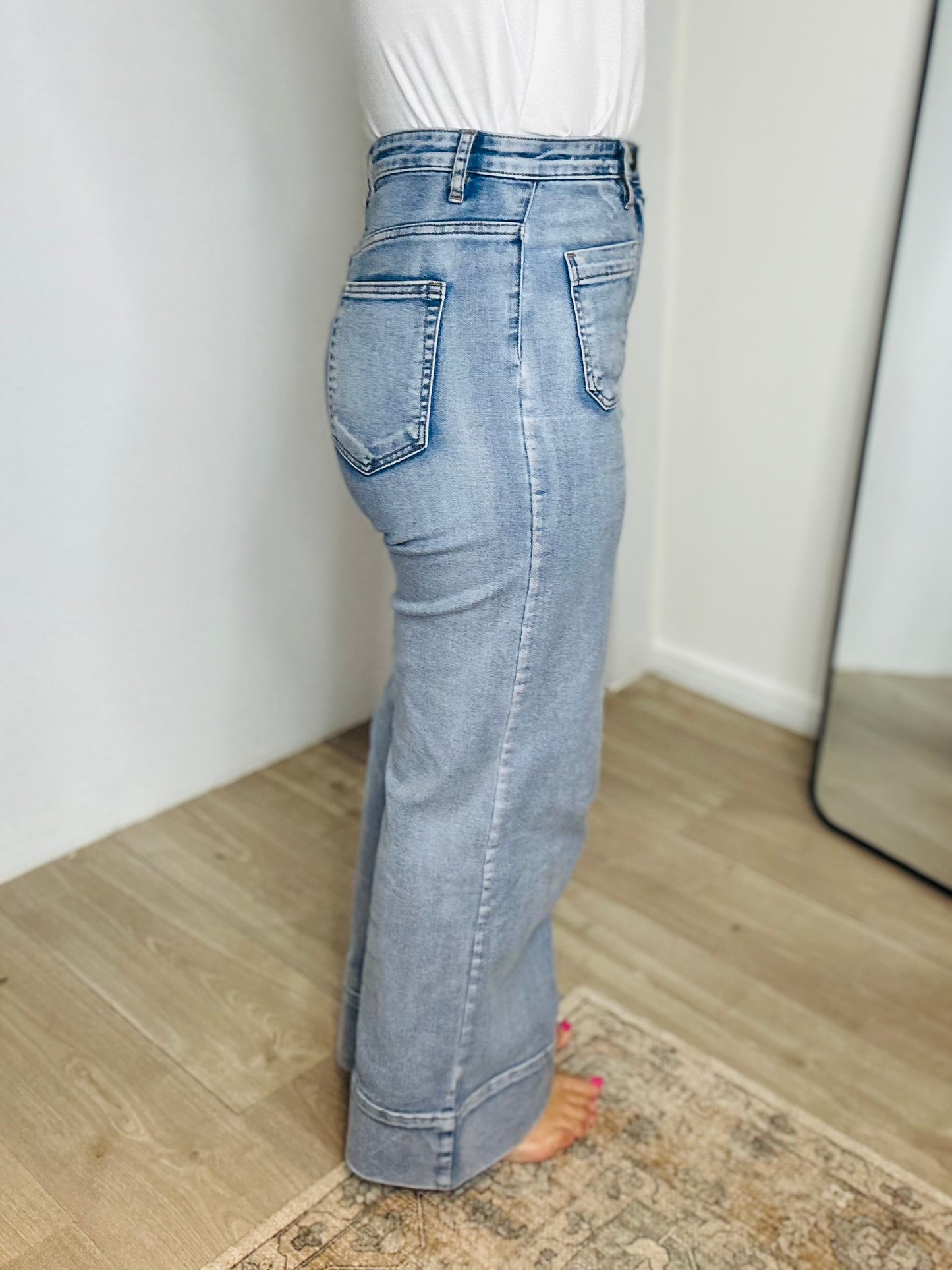 PRE ORDER END OF AUGUST HARVEY - LIGHT wide leg high waisted stretch jean