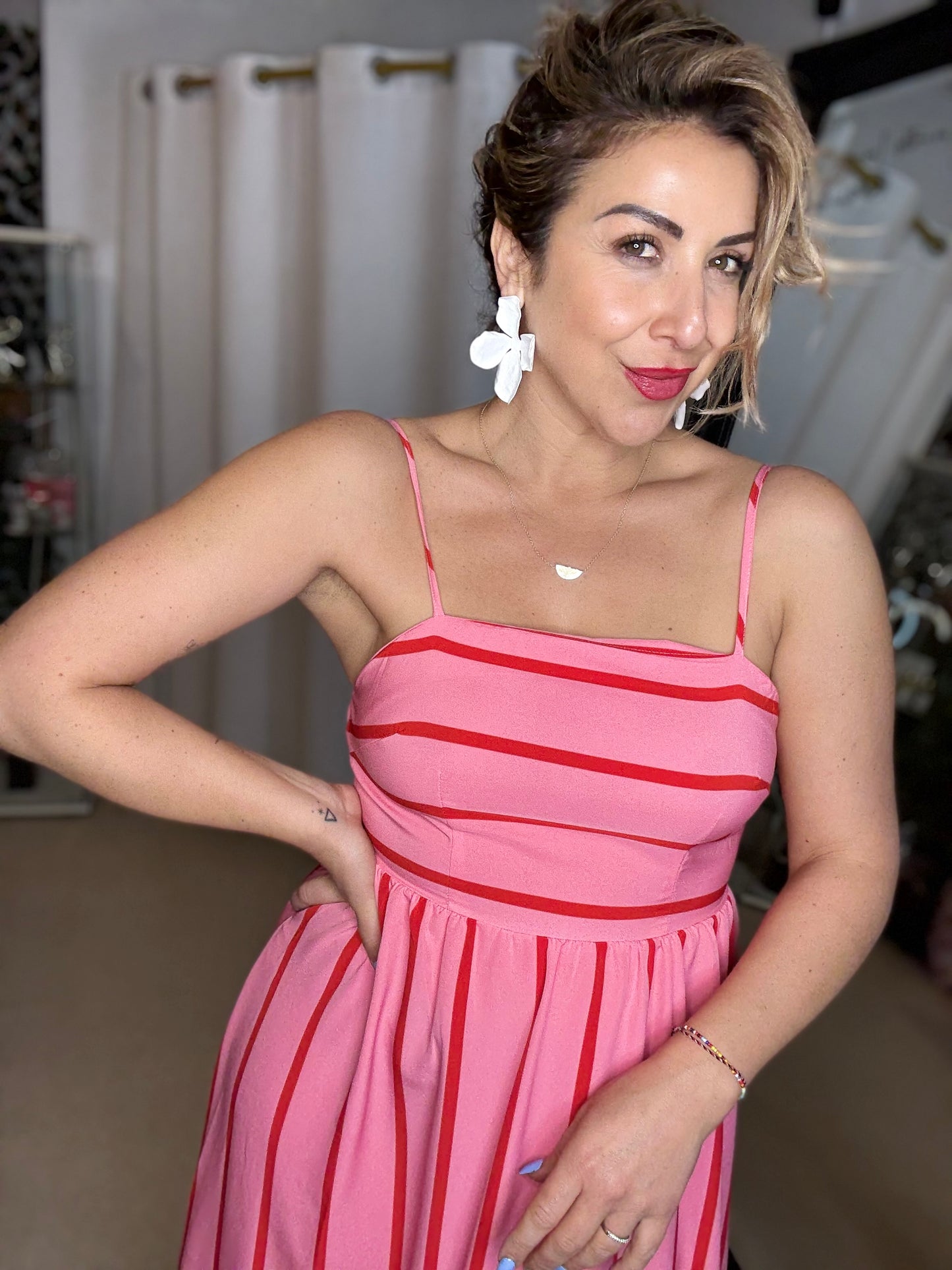 CANDY (pre order end of Oct) - PINK / RED STRIPE dress