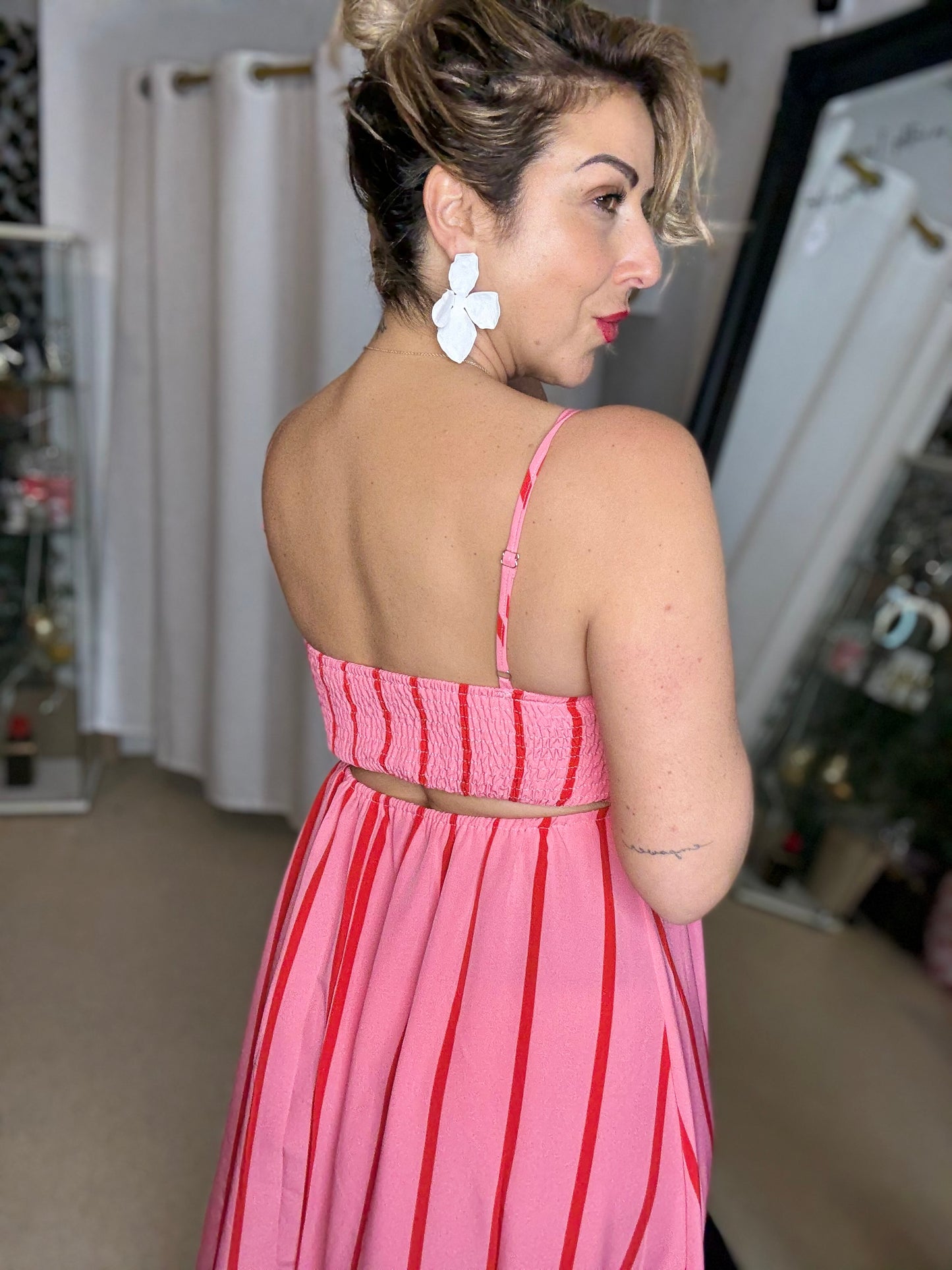 CANDY (pre order end of Oct) - PINK / RED STRIPE dress
