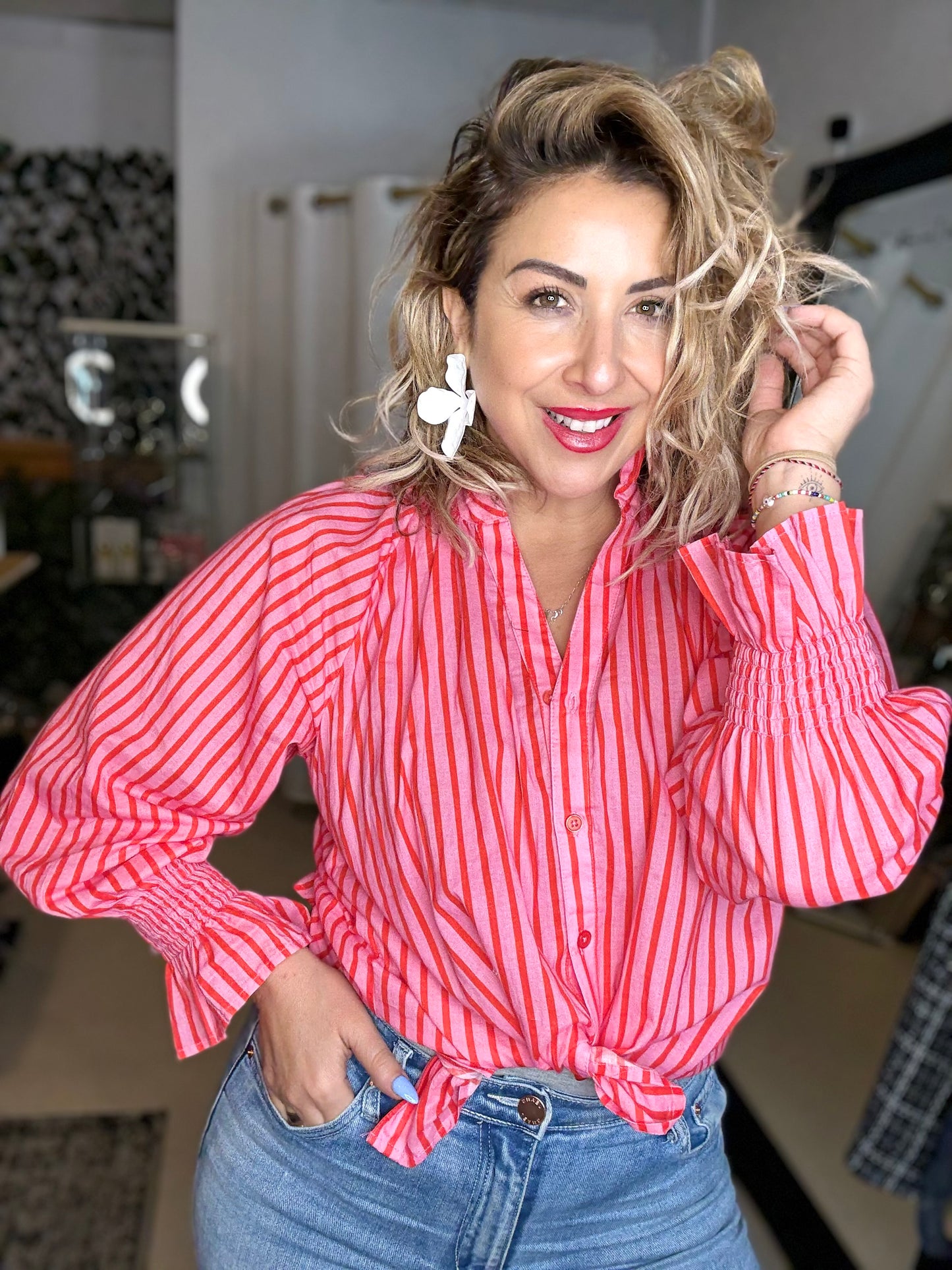 ROUGE - RED/PINK stripe shirt