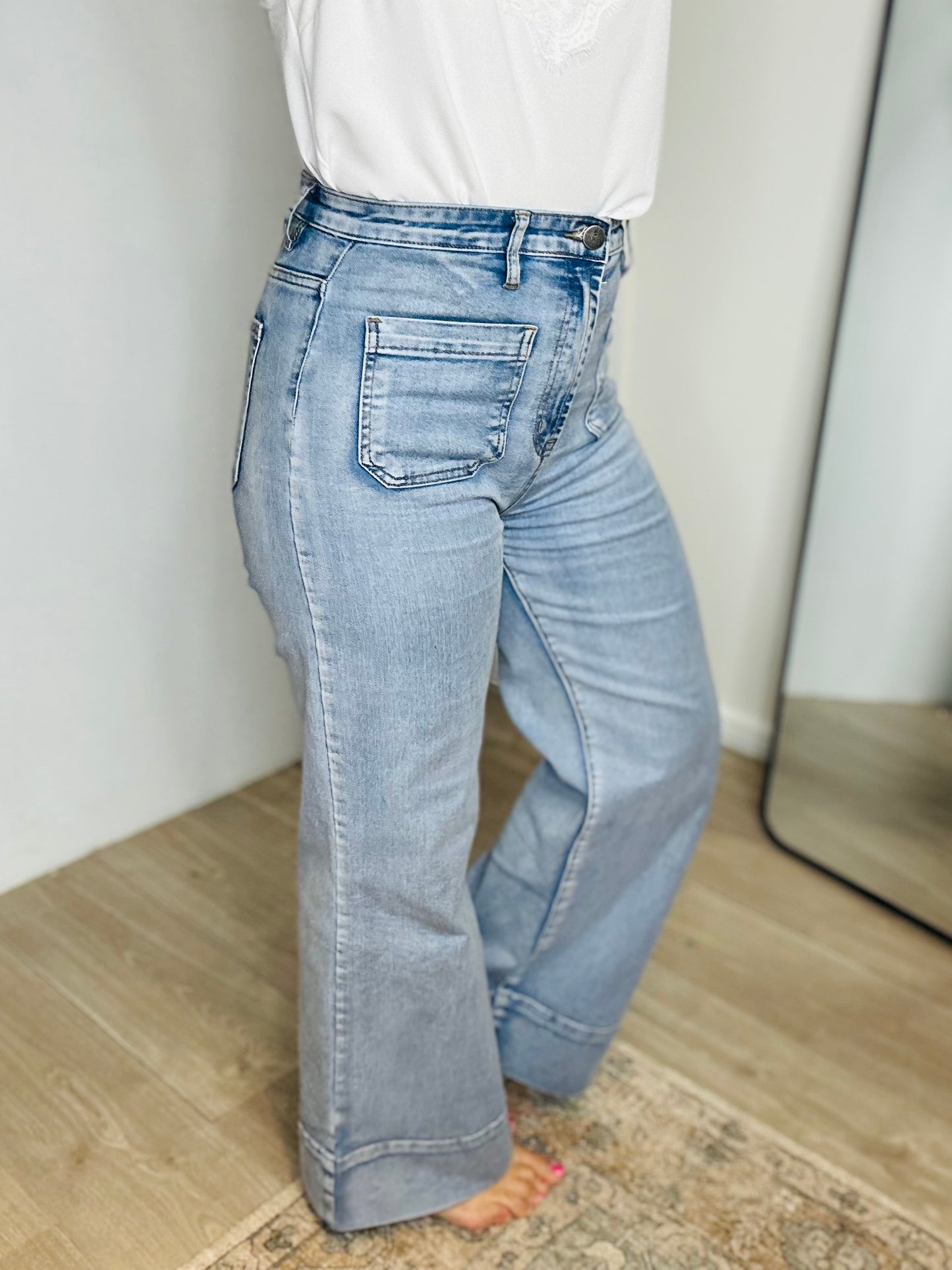 PRE ORDER END OF AUGUST HARVEY - LIGHT wide leg high waisted stretch jean