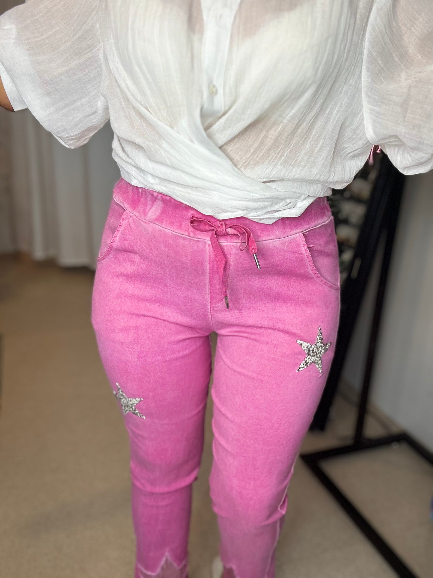 DYLAN - Fuchsia Star detail pants
