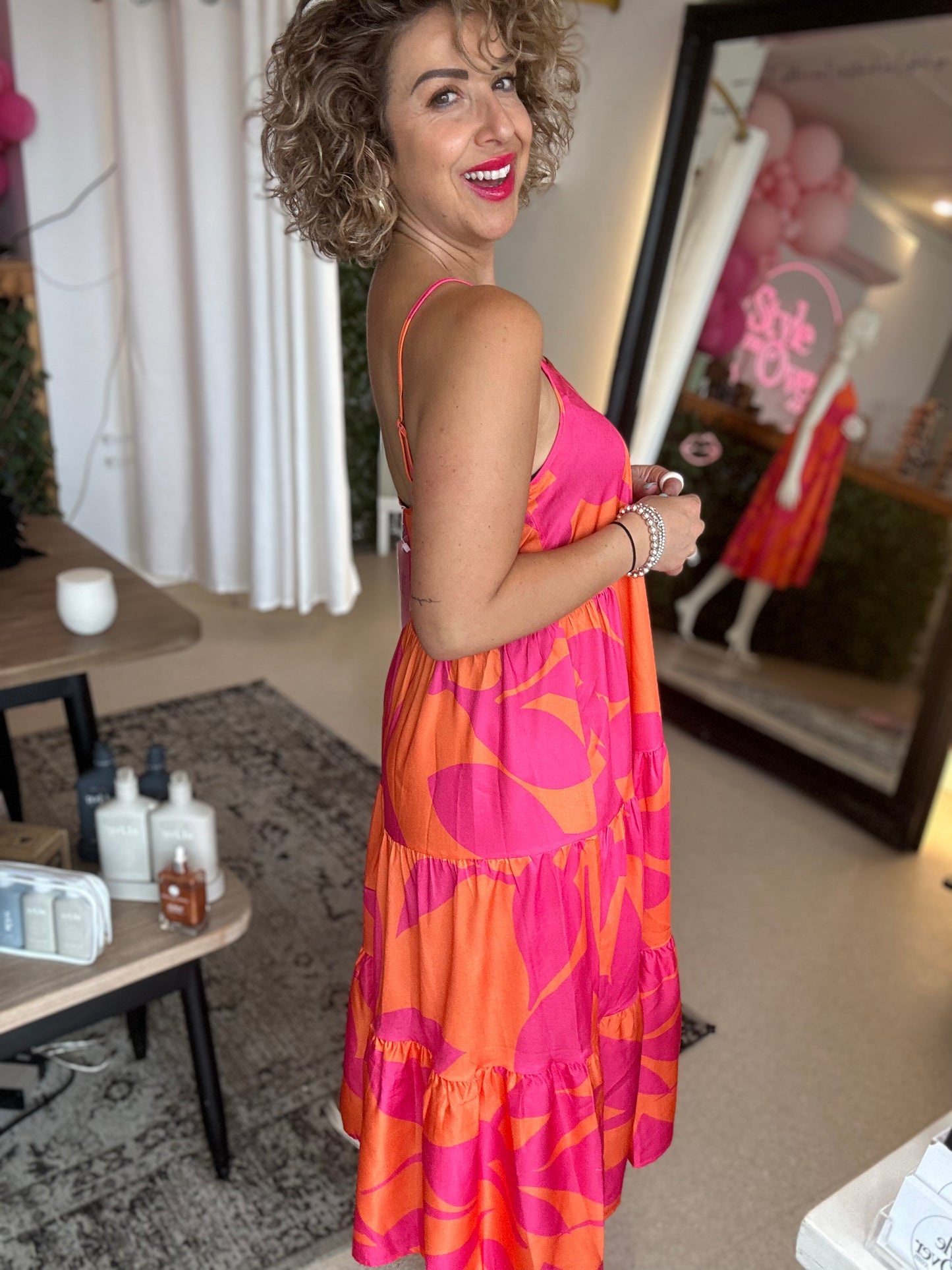 SUNSHINE - hot pink and orange dress