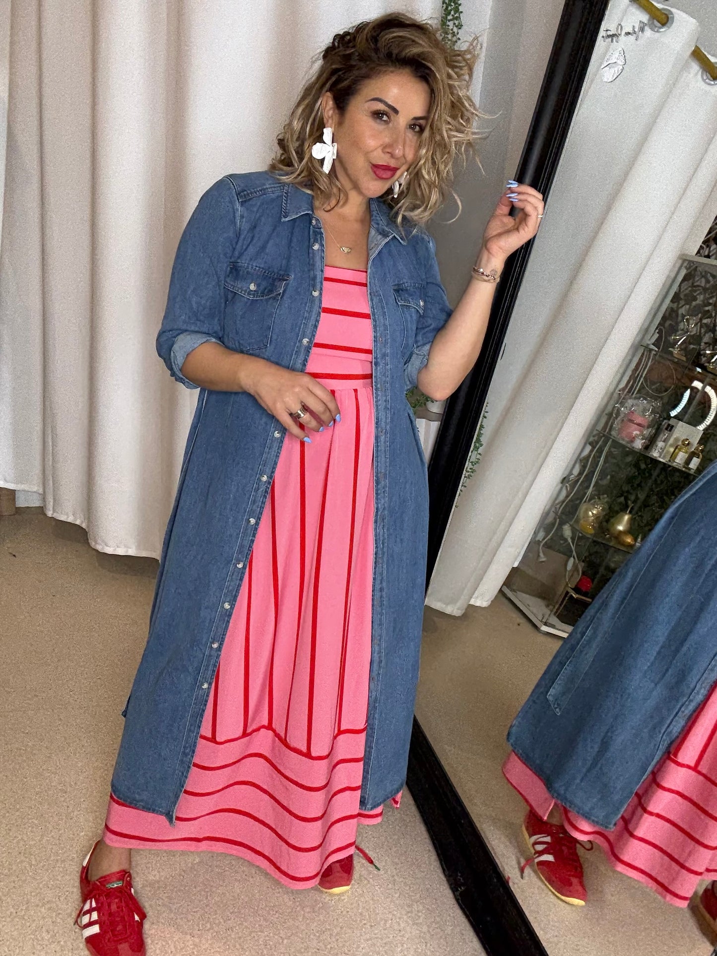 CANDY (pre order end of Oct) - PINK / RED STRIPE dress