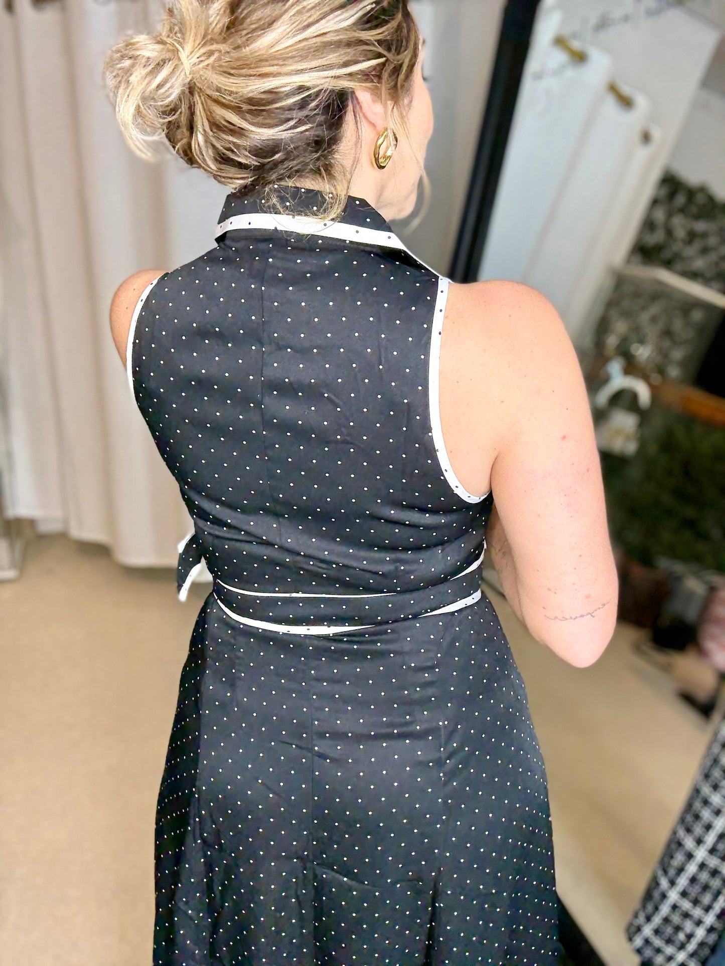 NOVA - Black and White Polka dot Dress