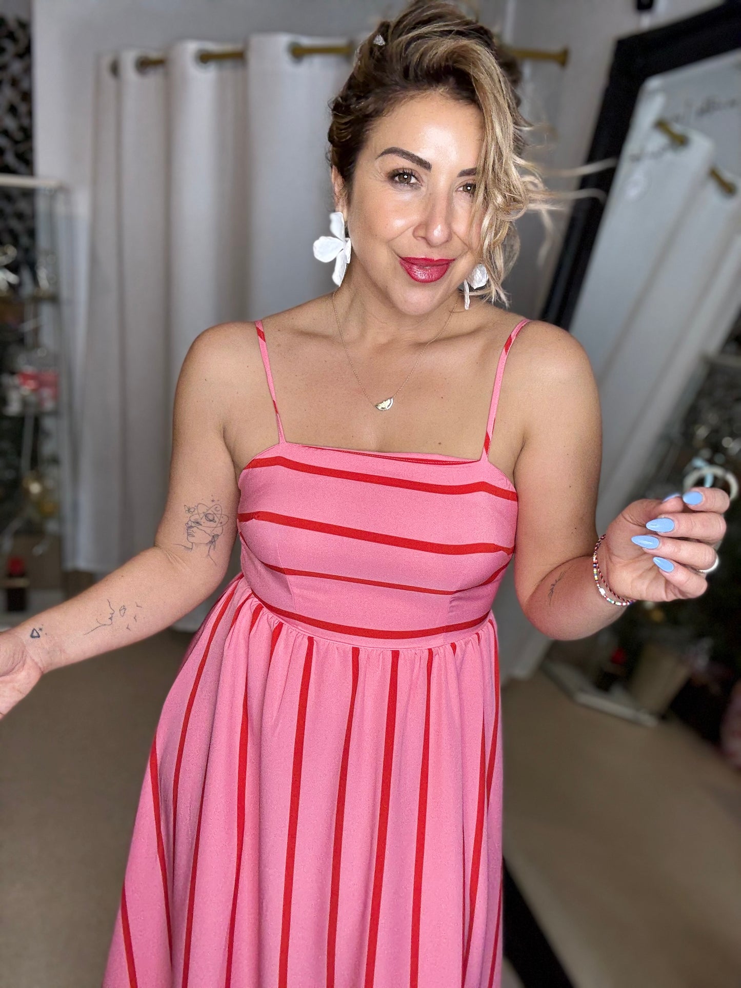 CANDY (pre order end of Oct) - PINK / RED STRIPE dress