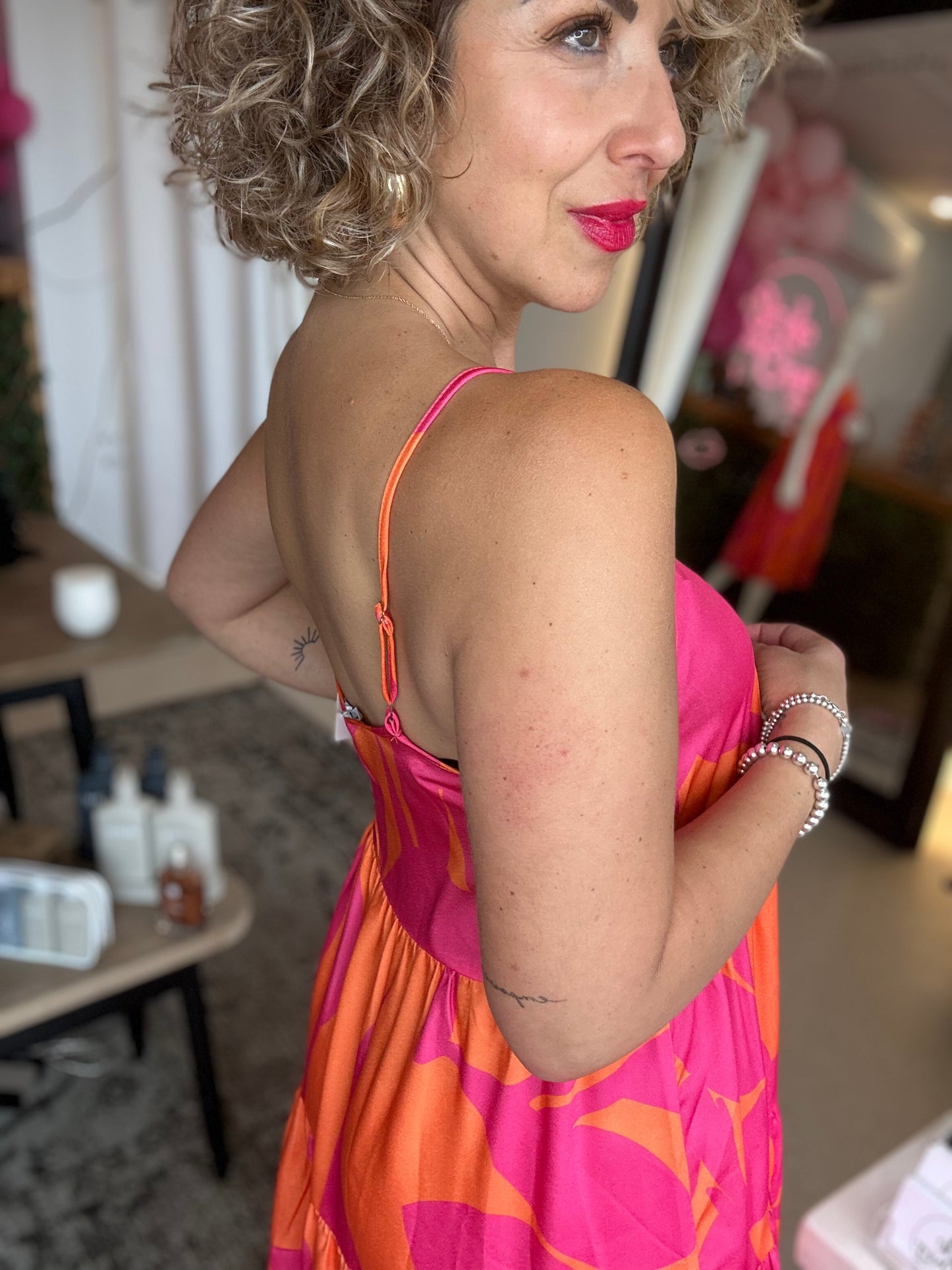 SUNSHINE - hot pink and orange dress