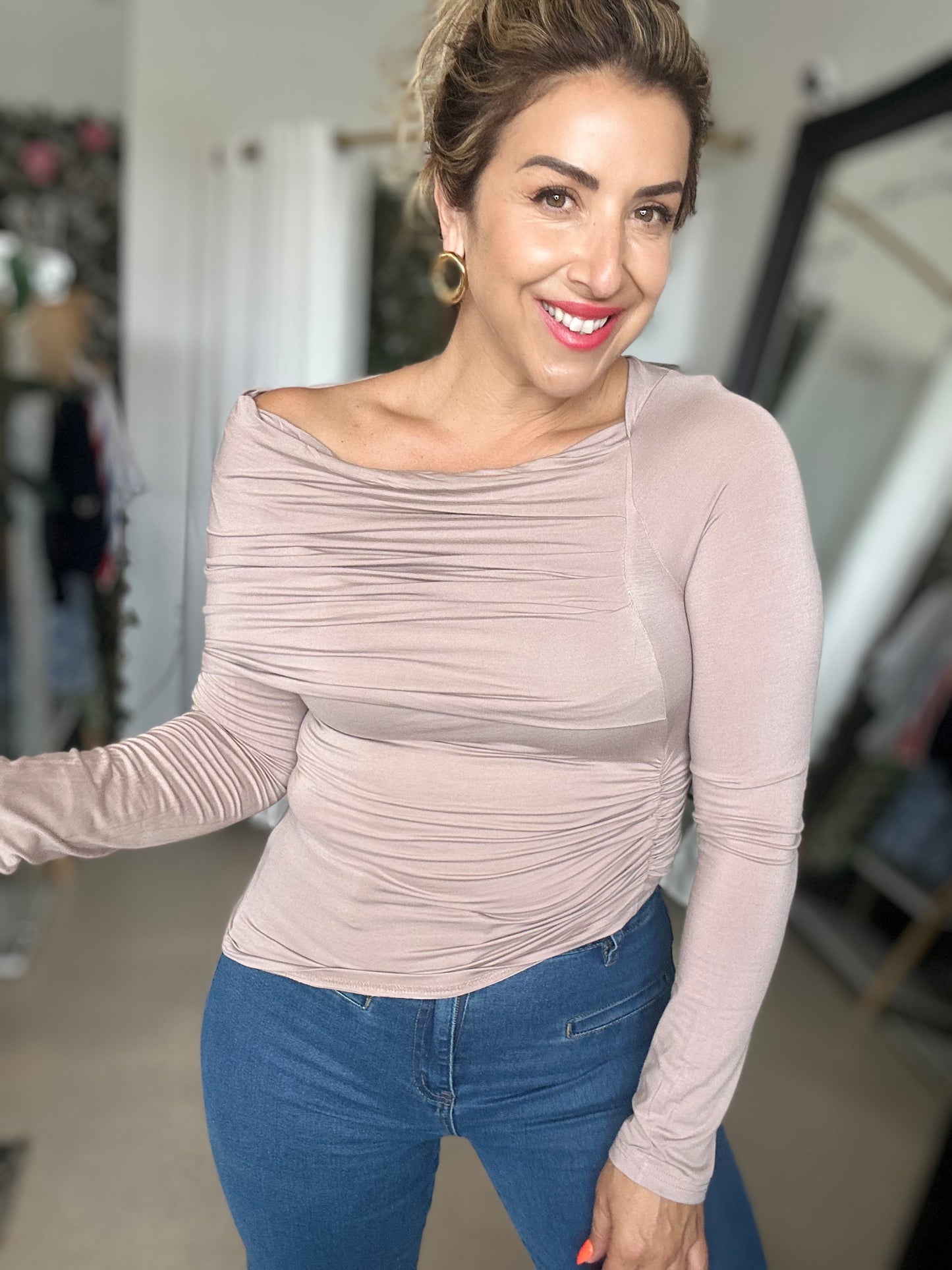 DREW - SAND off the shoulder top