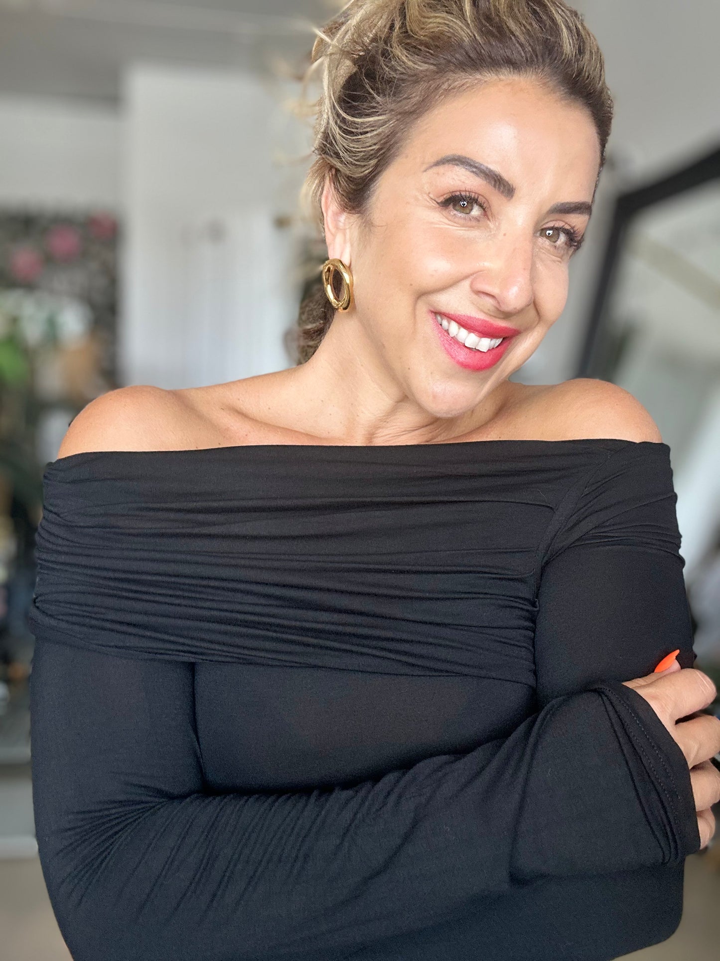 DREW - BLACK off the shoulder top