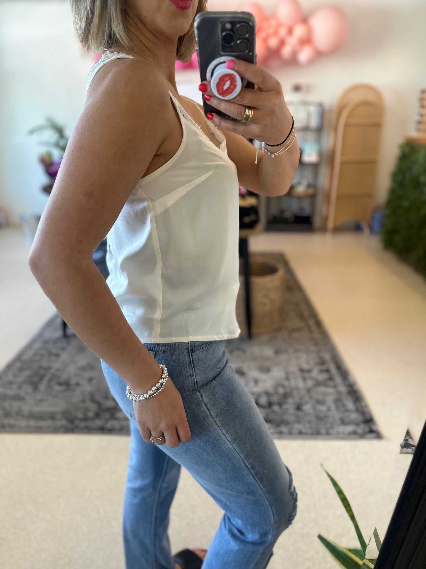 LEAH - cream cami with lace