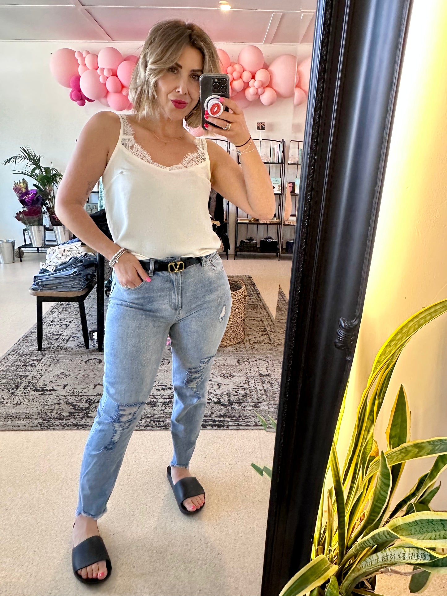 LEAH - cream cami with lace