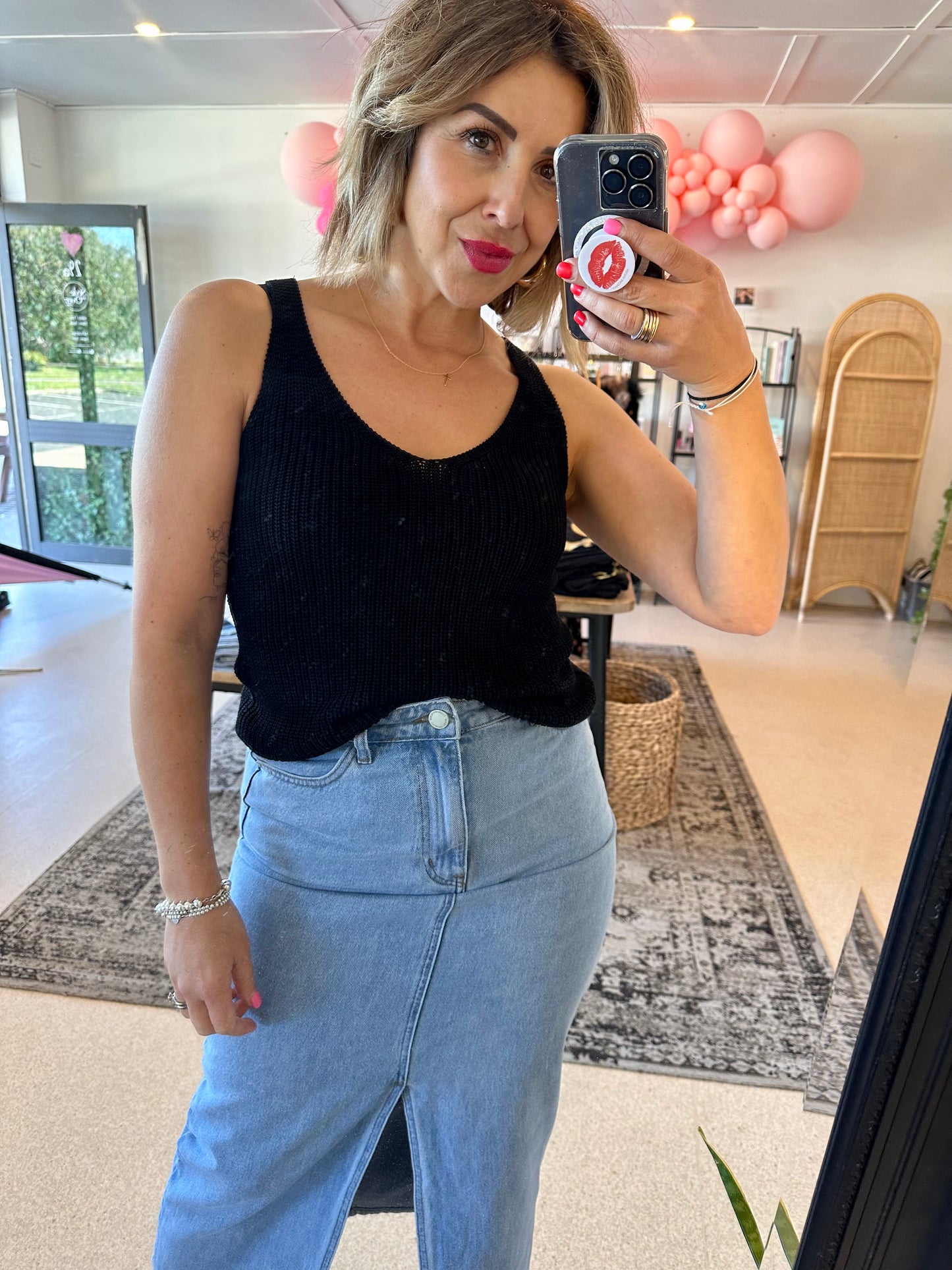 KIKI - black knit cami