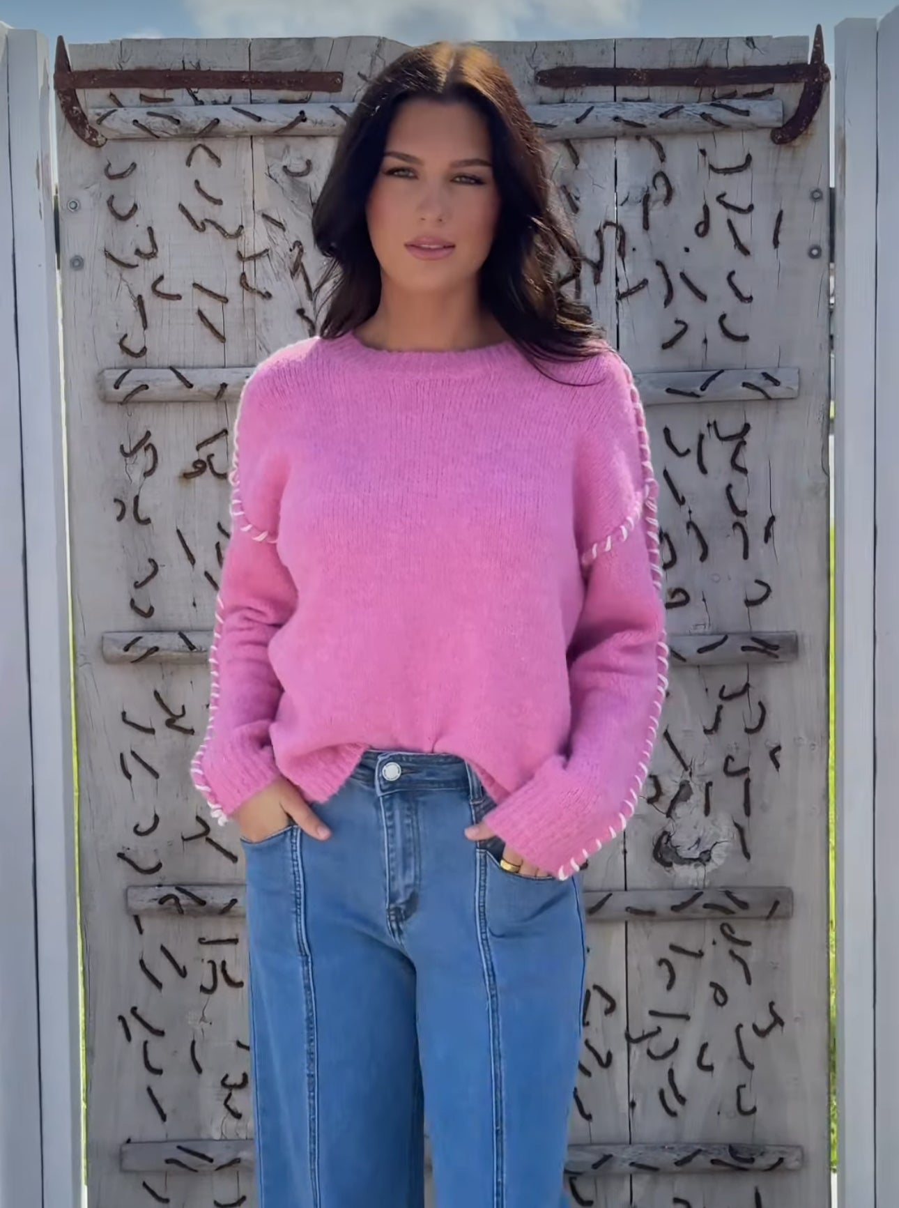 CLEO - PINK crew neck knit