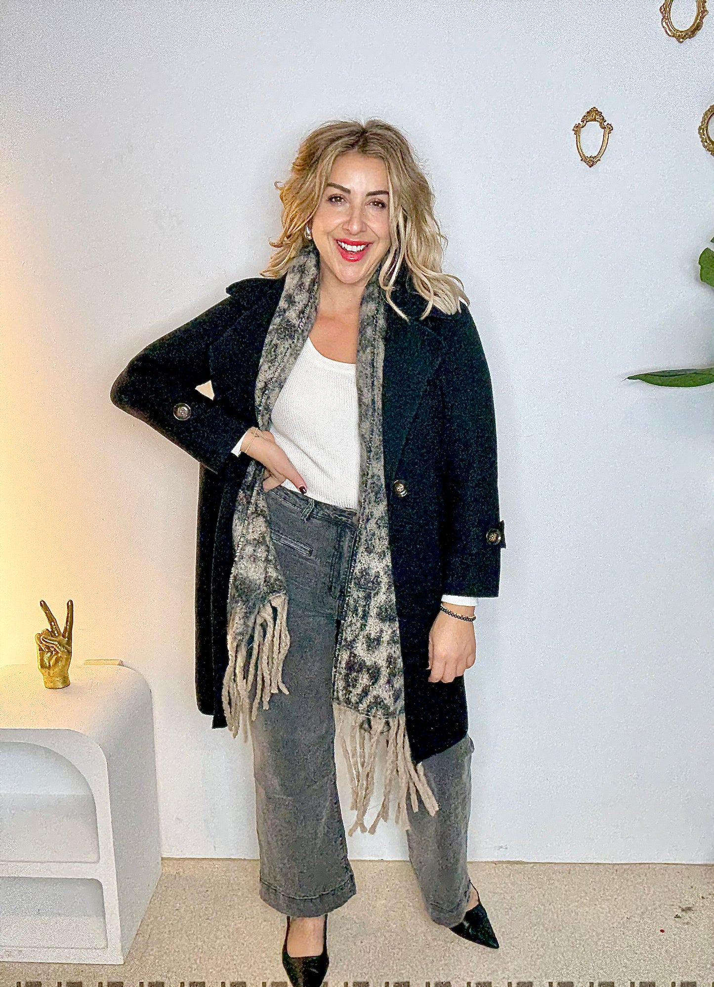 YVONNE - Black thick knitted coatigan