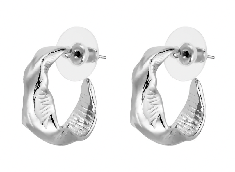 ALLY - SILVER fashion moulded 3/4 hoop earrings