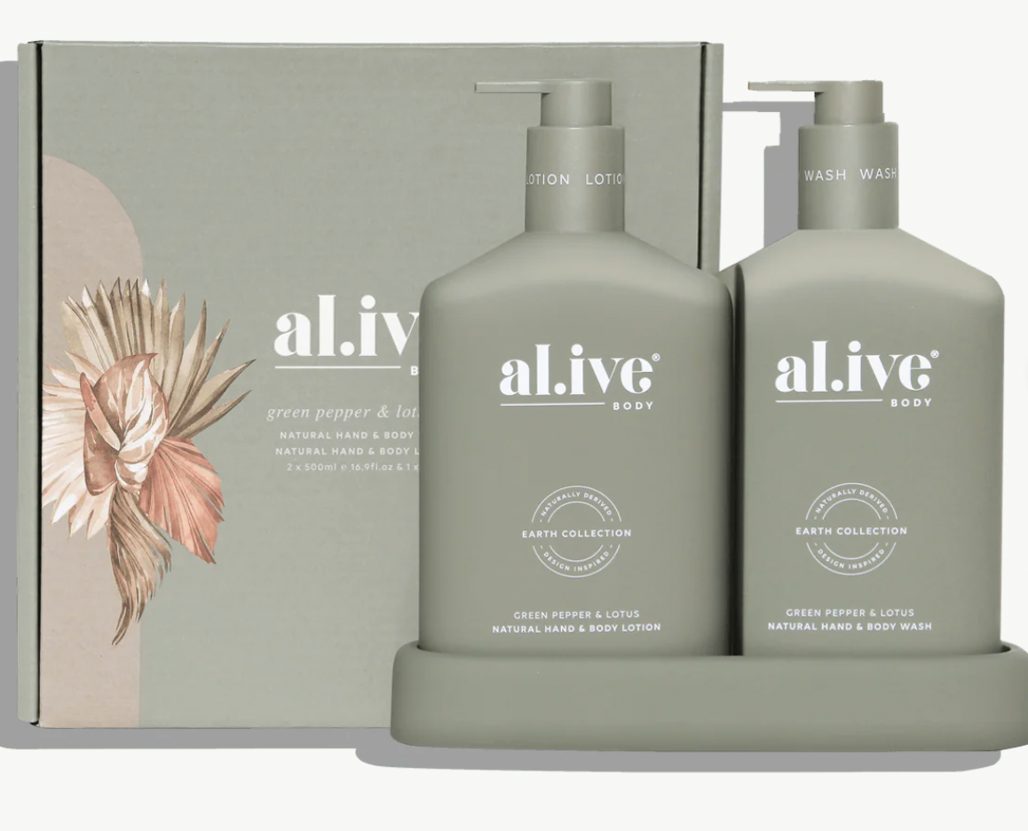 AL.IVE - Wash & Lotion Duo + Tray - Green Pepper & Lotus