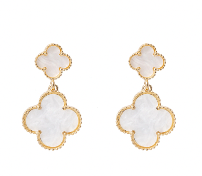 EVA - drop white earrings