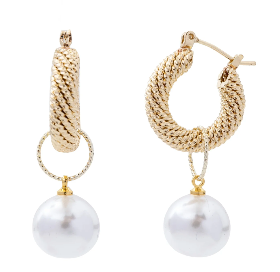 HAZEL - gold hoop earrings with pearl drop