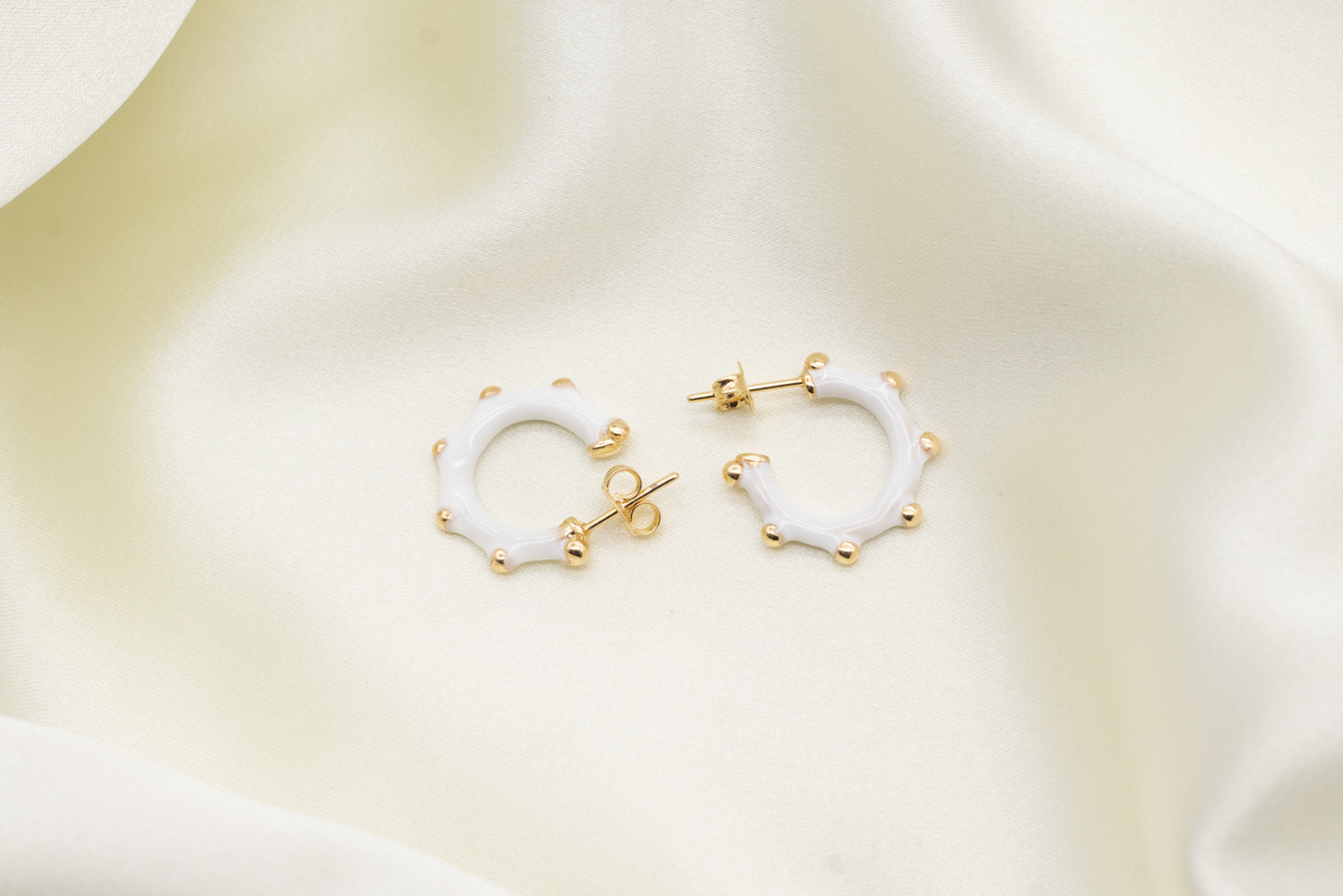 HAZEL - White Twilight enamel mini hoops