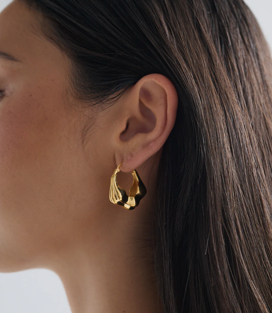 HARRIE - GOLD battered hoop earrings