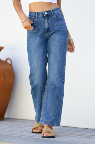 ORLANDO - Mid Blue Straight Leg Jeans