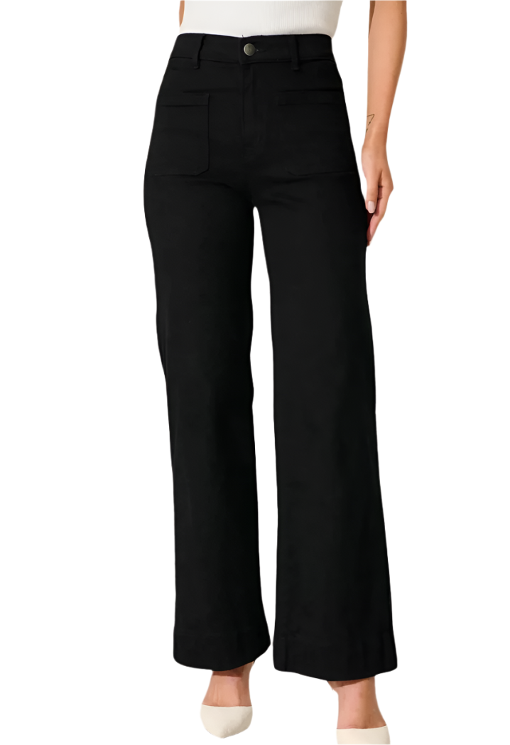 HARVEY- BLACK wide leg high waisted stretch jean - PRE ORDER END OF MARCH