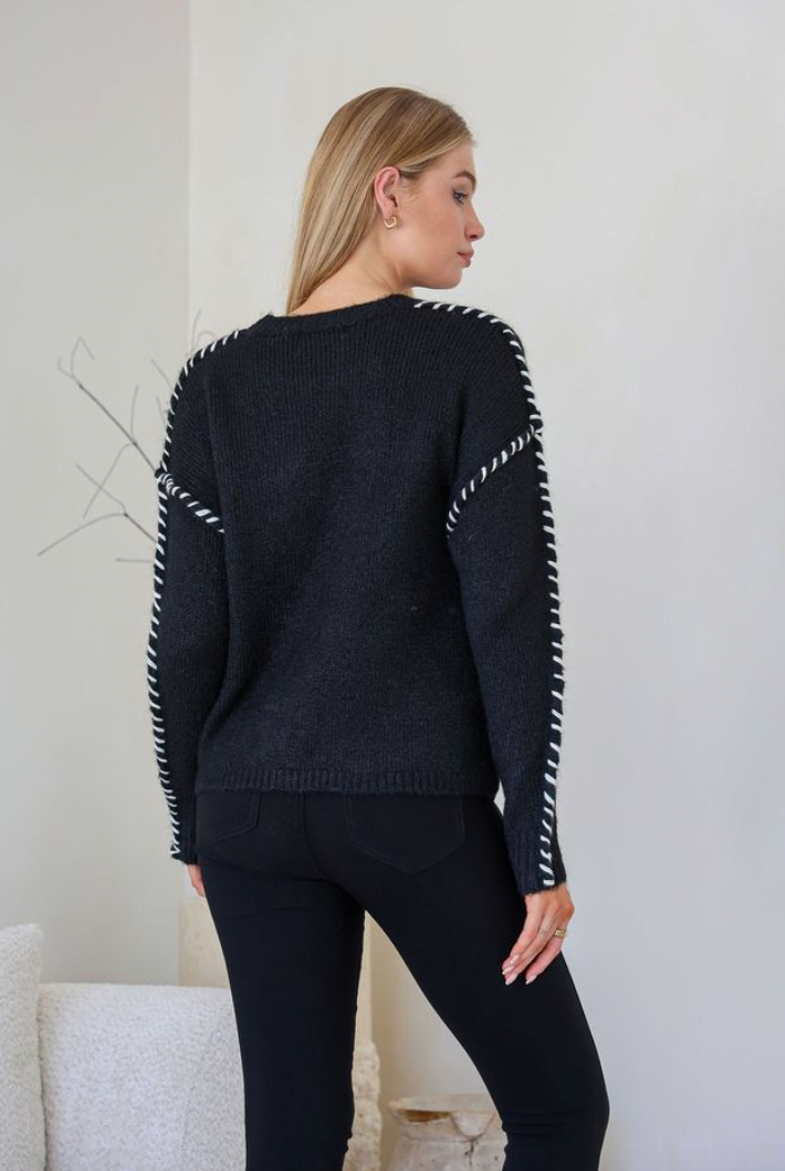 CLEO - BLACK crew neck knit