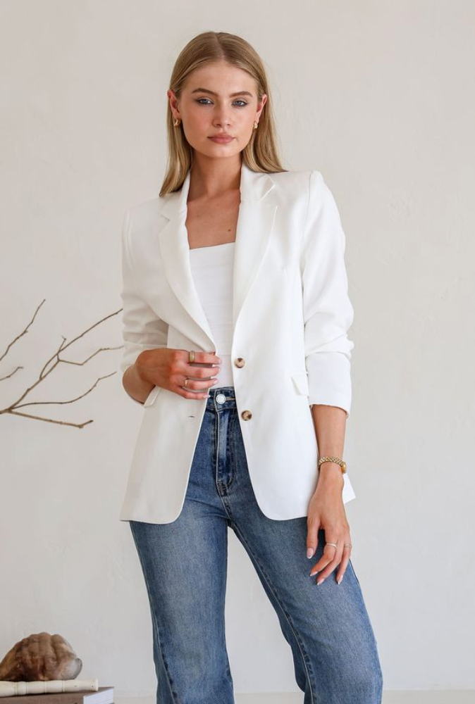 HELENE - WHITE linen blazer