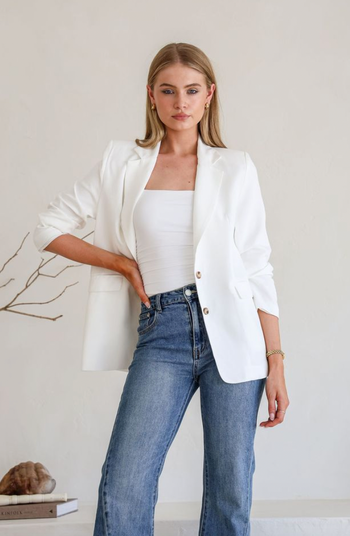 HELENE - WHITE linen blazer