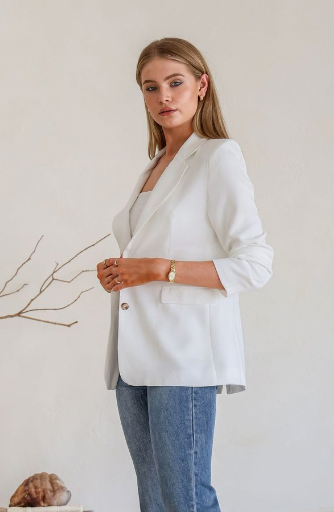 HELENE - WHITE linen blazer