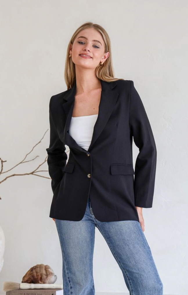 HELENE - BLACK linen blazer