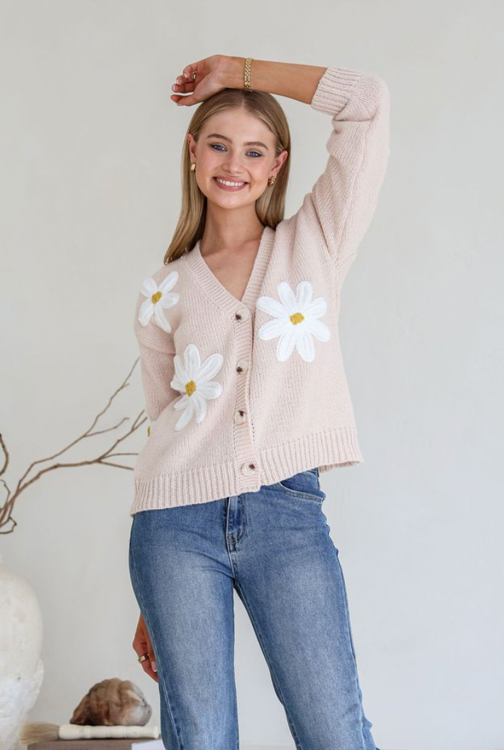 BLOOM - BLUSH Cropped Knit Cardi
